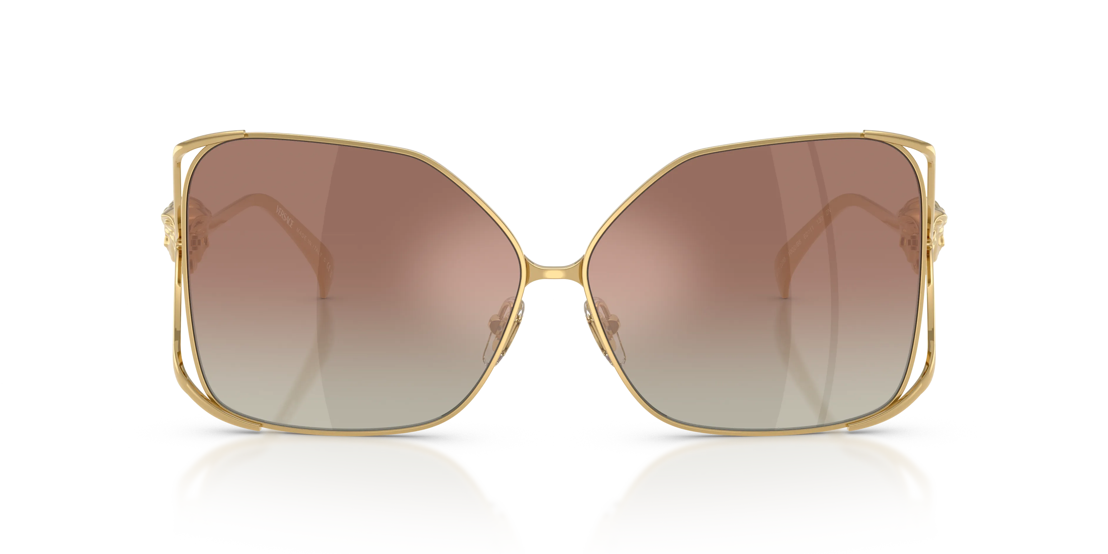 Versace VE2288 1002B8 Occhiali da sole Acciaio Oro Marrone Squadrata Specchiate Sfumato - immagine 3