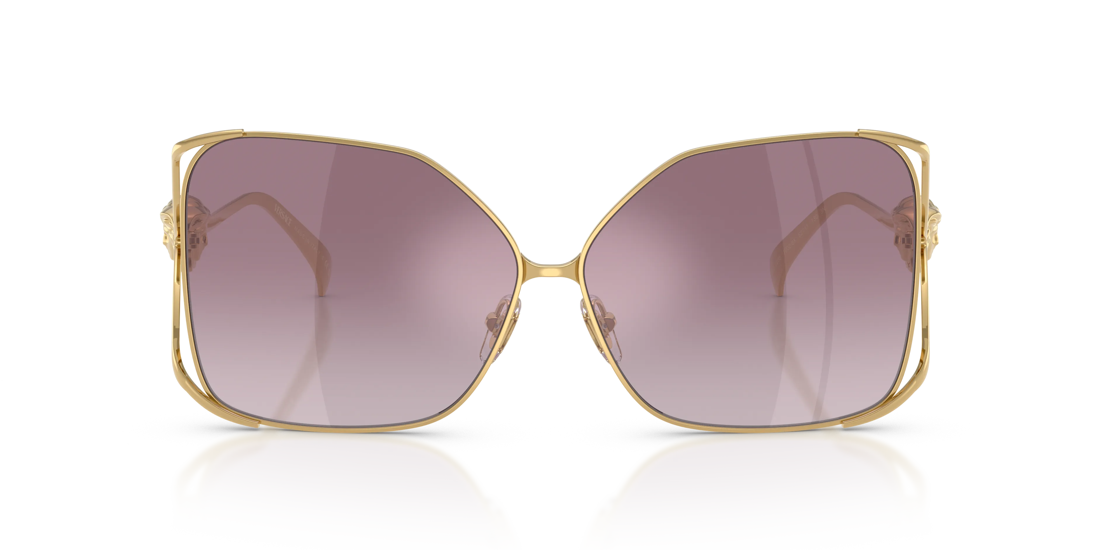 Versace VE2288 10026X Occhiali da sole Acciaio Oro Viola Squadrata Normale Sfumato - immagine 3