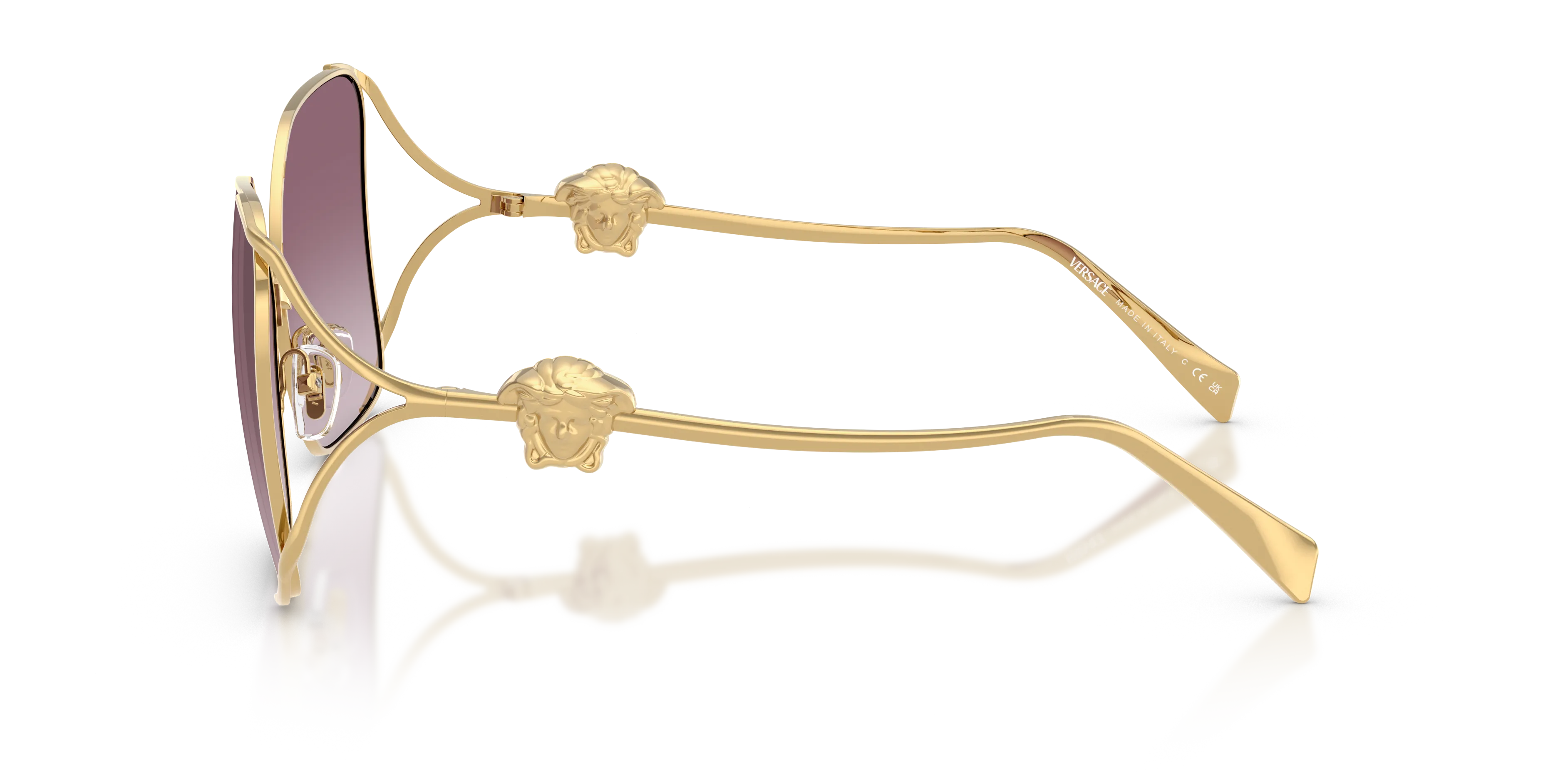Versace VE2288 10026X Occhiali da sole Acciaio Oro Viola Squadrata Normale Sfumato - immagine 4