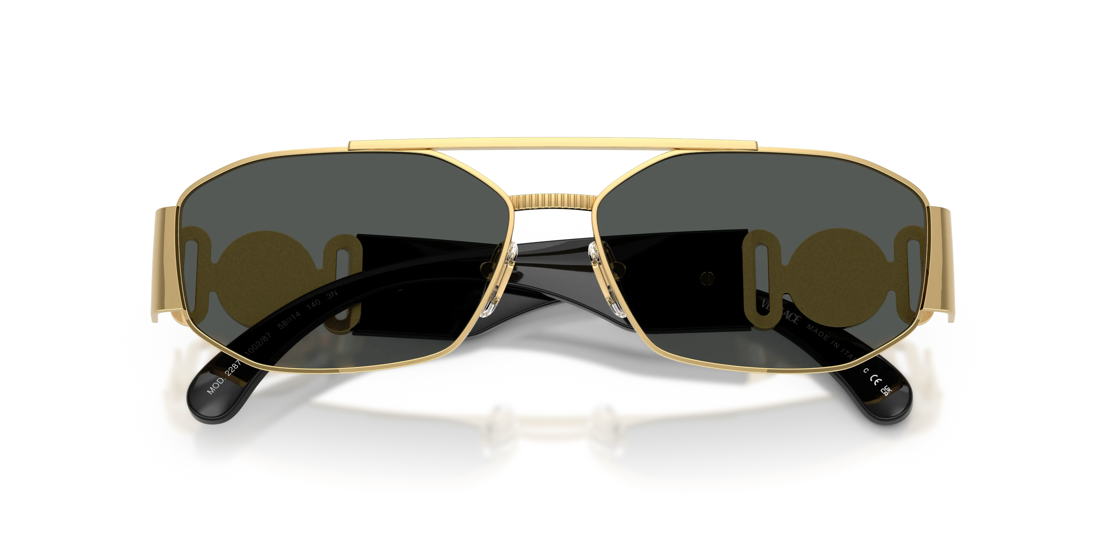 Versace VE2287 100287 Occhiali da sole Metallo Oro Grigio Geometrica Normale - immagine 2