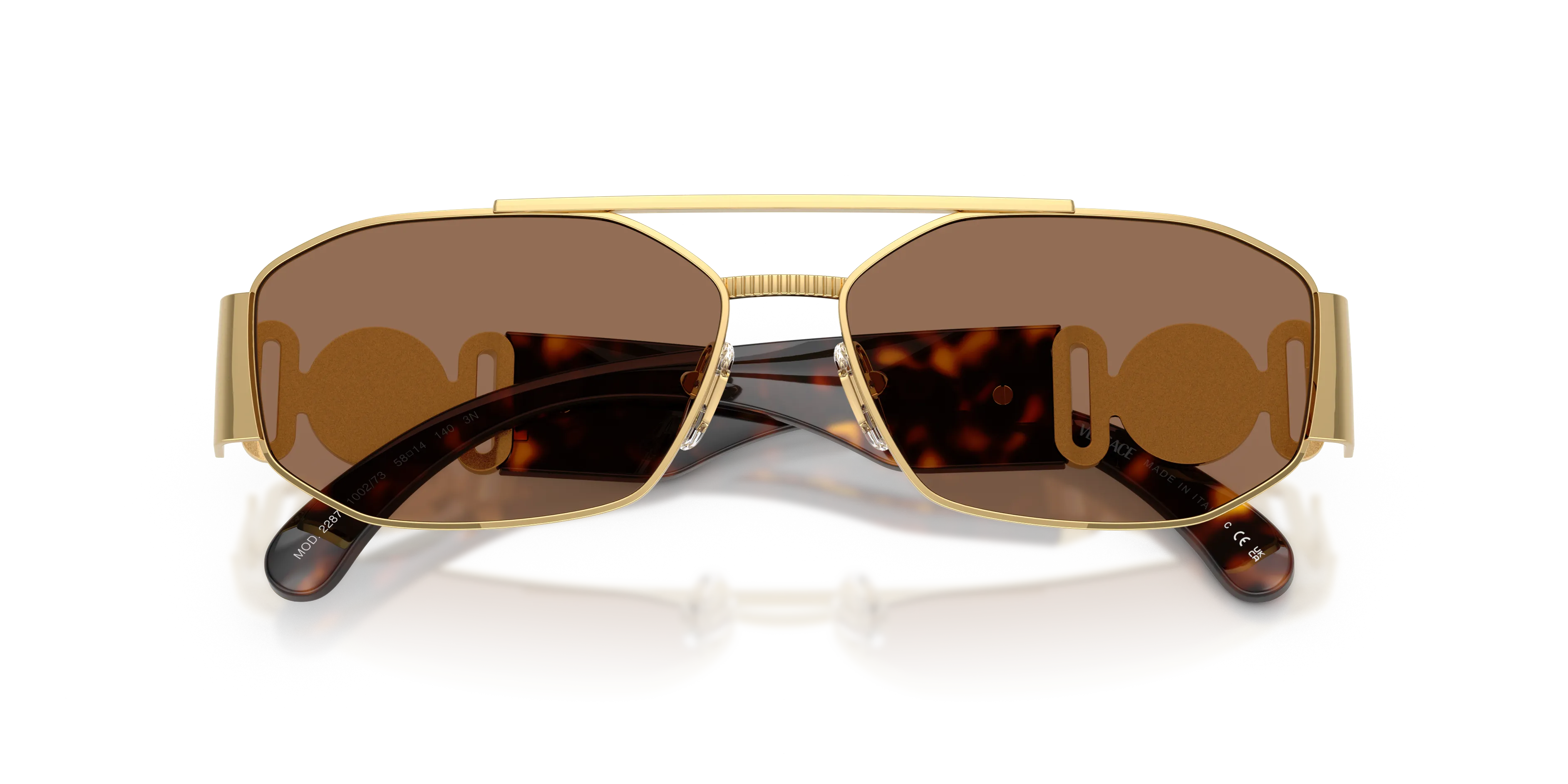Versace VE2287 100273 Occhiali da sole Metallo Oro Marrone Geometrica Normale - immagine 2