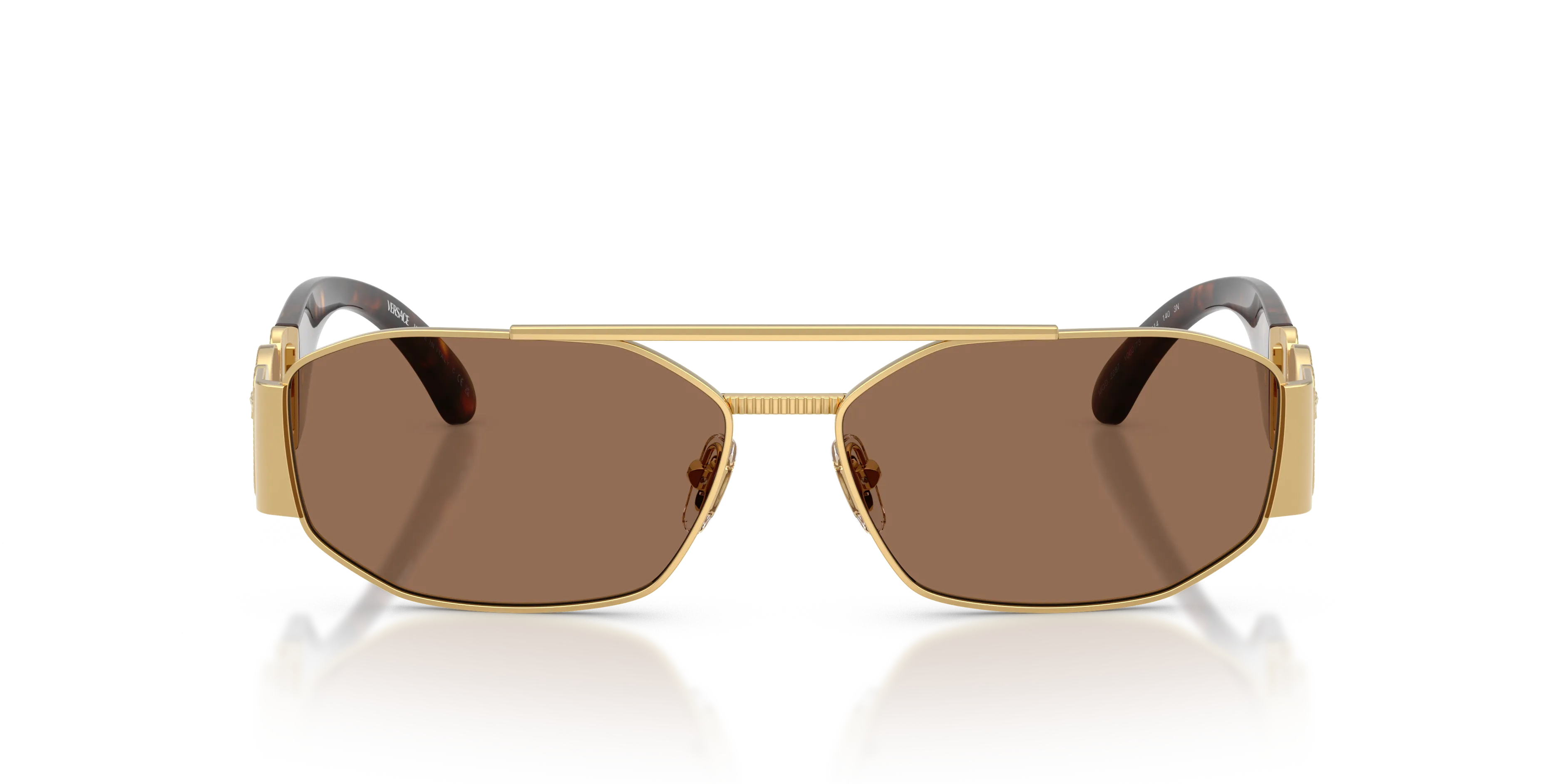 Versace VE2287 100273 Occhiali da sole Metallo Oro Marrone Geometrica Normale - immagine 3