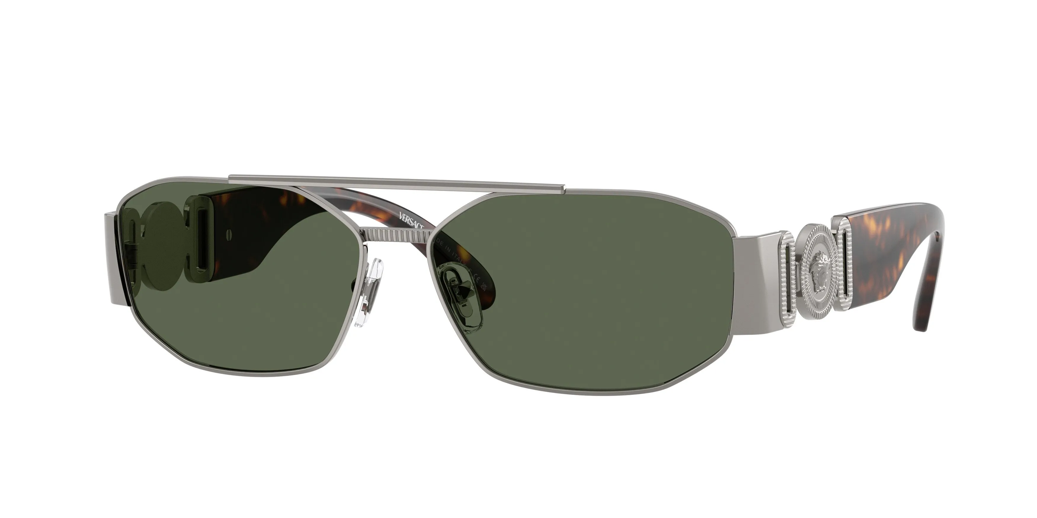 Versace VE2287 100171 Occhiali da sole Metallo Grigio Verde Geometrica Normale - immagine 1
