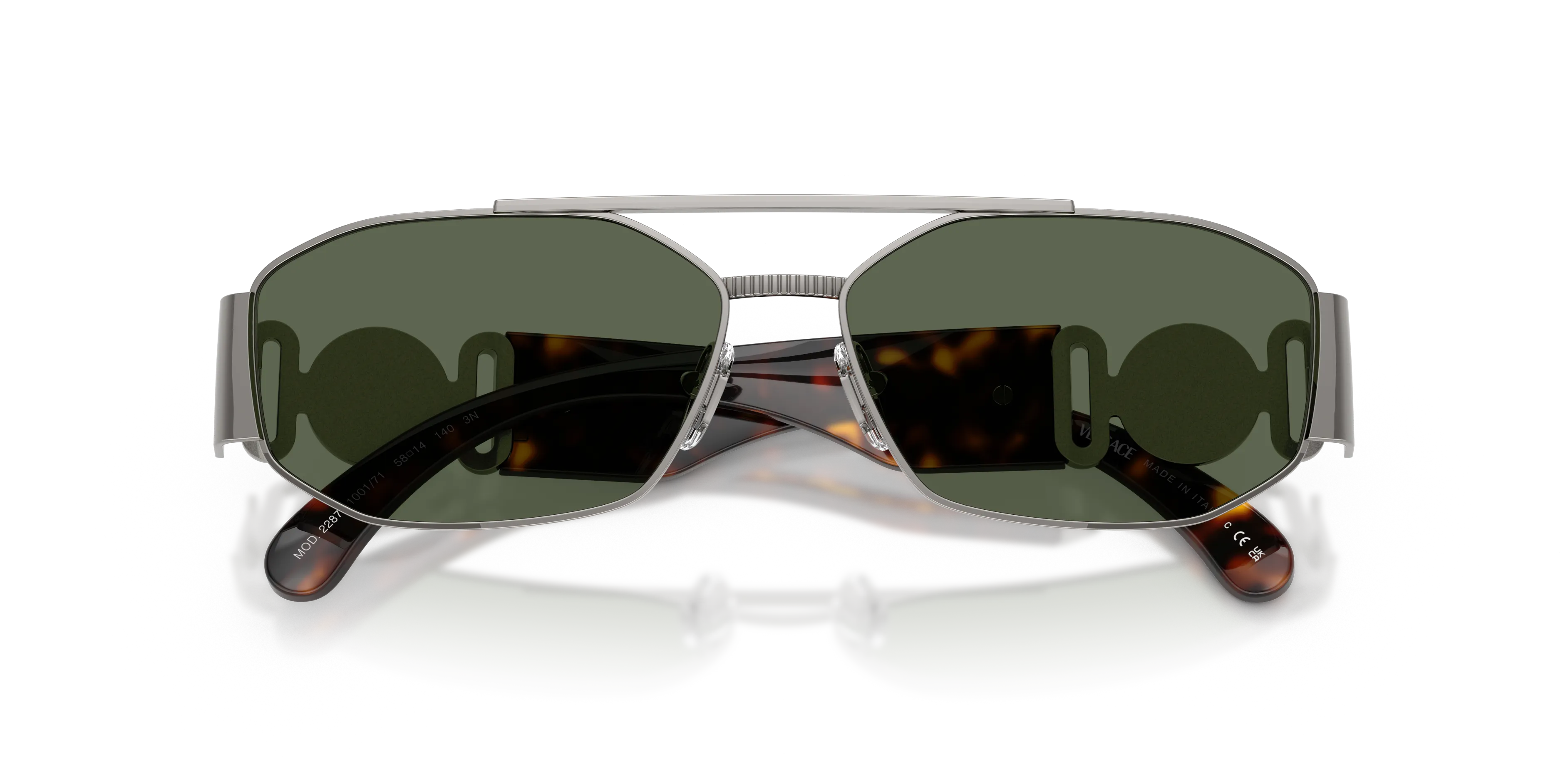 Versace VE2287 100171 Occhiali da sole Metallo Grigio Verde Geometrica Normale - immagine 2