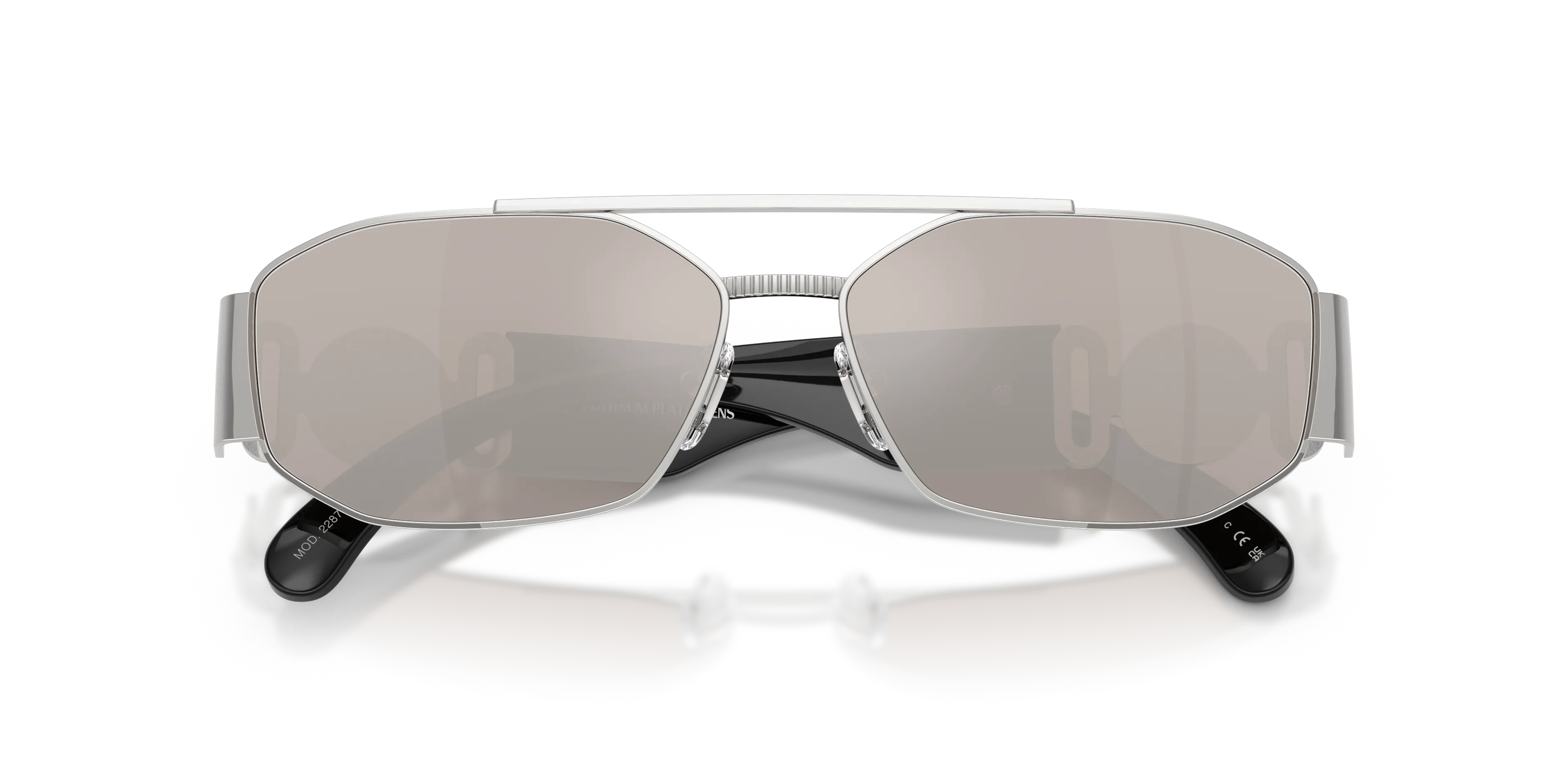 Versace VE2287 1000AP Occhiali da sole Metallo Argento Grigio Geometrica Normale - immagine 2