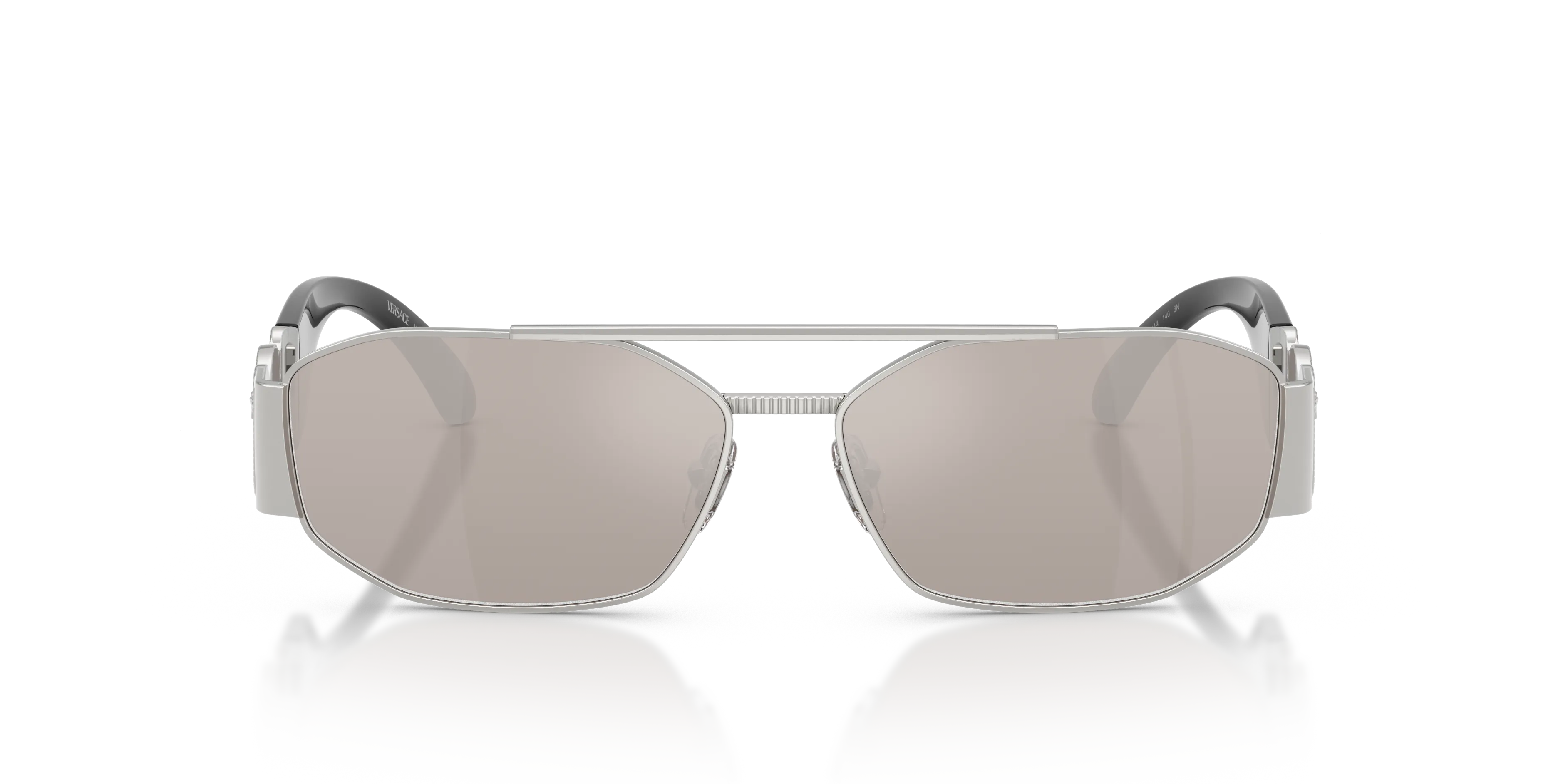 Versace VE2287 1000AP Occhiali da sole Metallo Argento Grigio Geometrica Normale - immagine 3