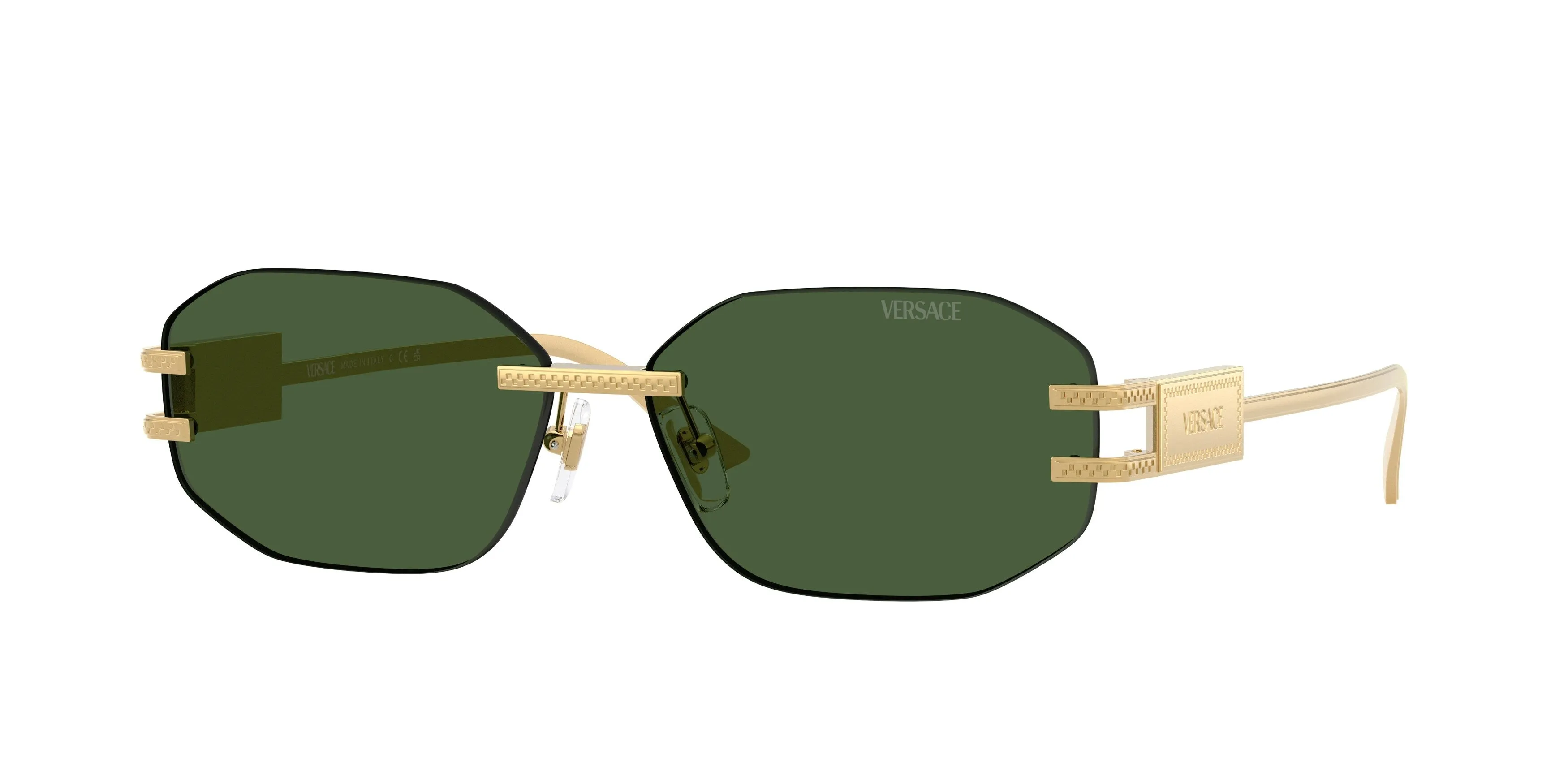 Versace VE2274 100271 Occhiali da sole Metallo Oro Verde Geometrica Normale - immagine 1