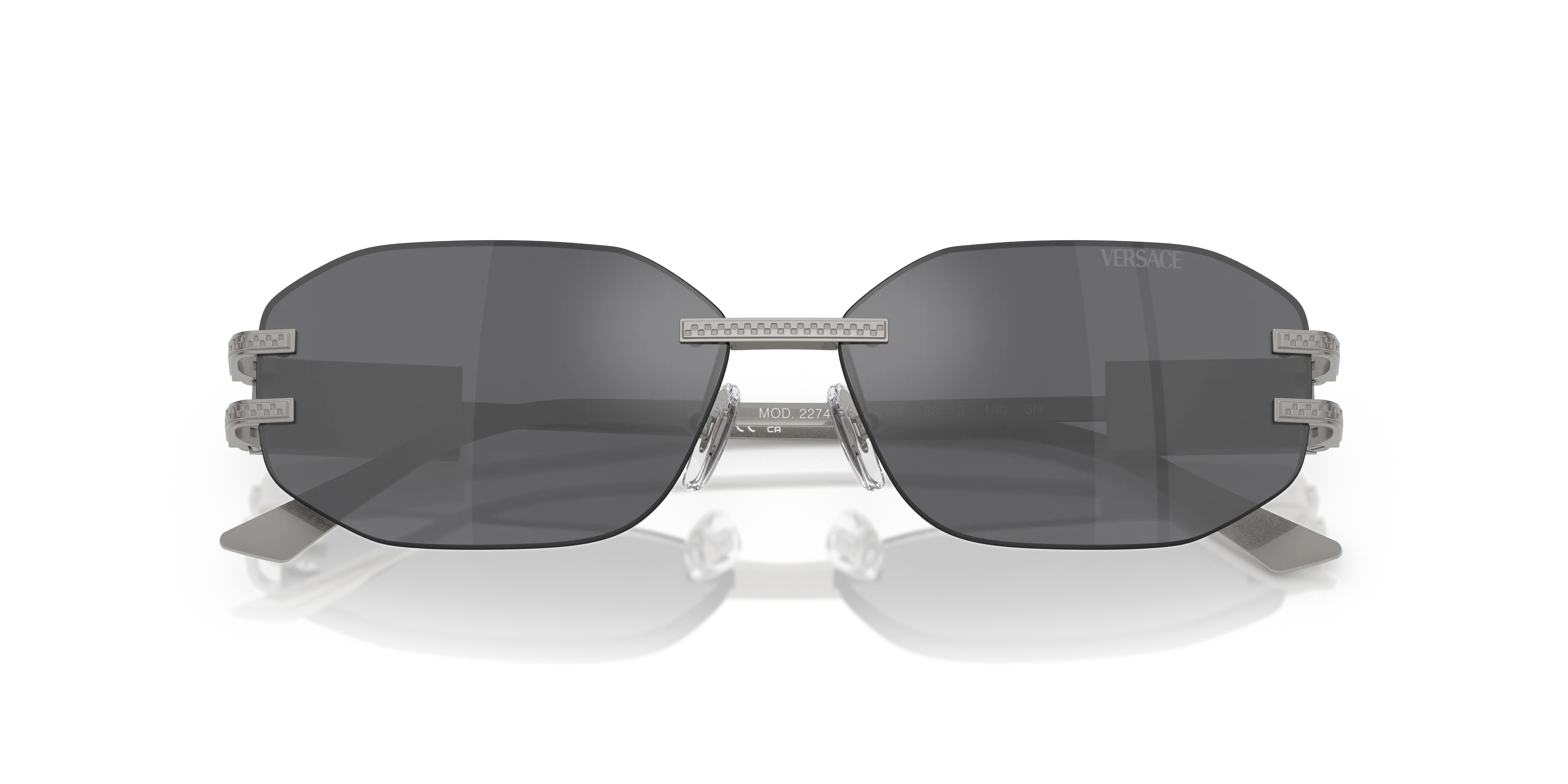 Versace VE2274 10016G Occhiali da sole Metallo Grigio Grigio Geometrica Specchiate - immagine 2