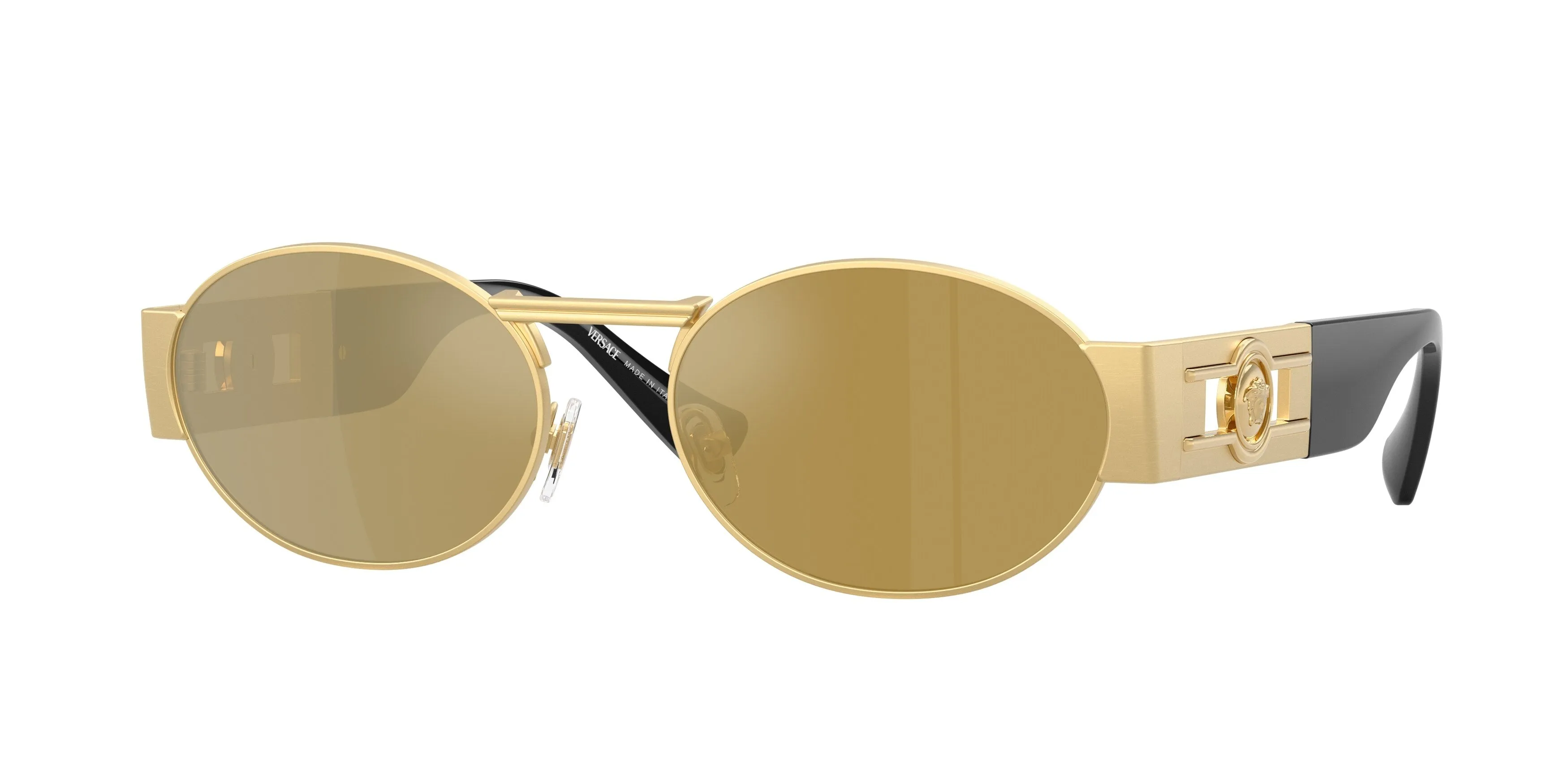Versace VE2264 10025A Occhiali da sole Acciaio Oro Marrone Rotonda Specchiate - immagine 1