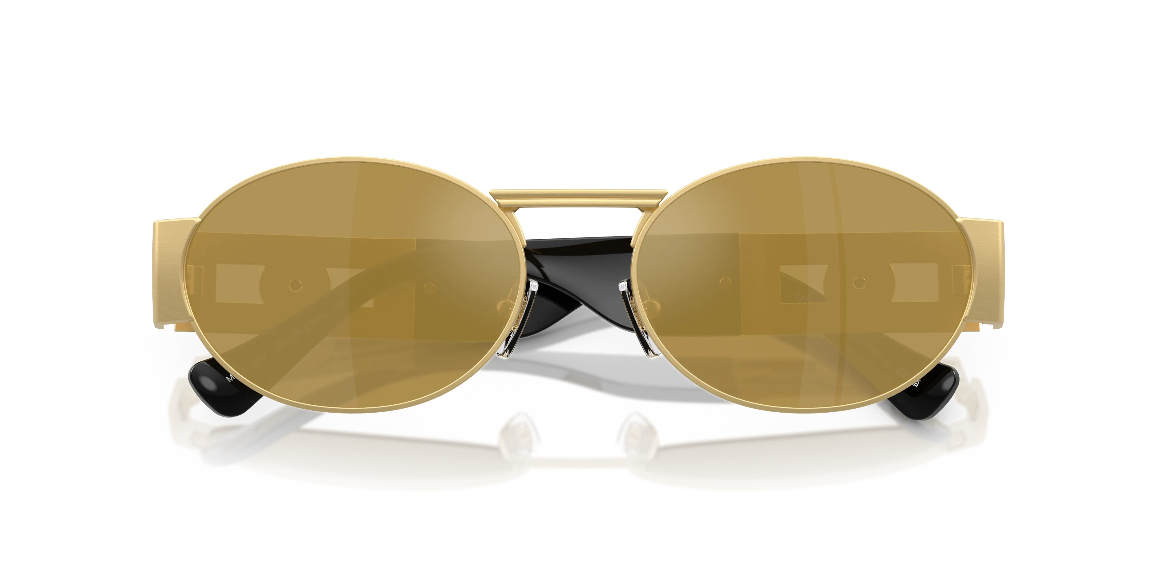 Versace VE2264 10025A Occhiali da sole Acciaio Oro Marrone Rotonda Specchiate - immagine 2
