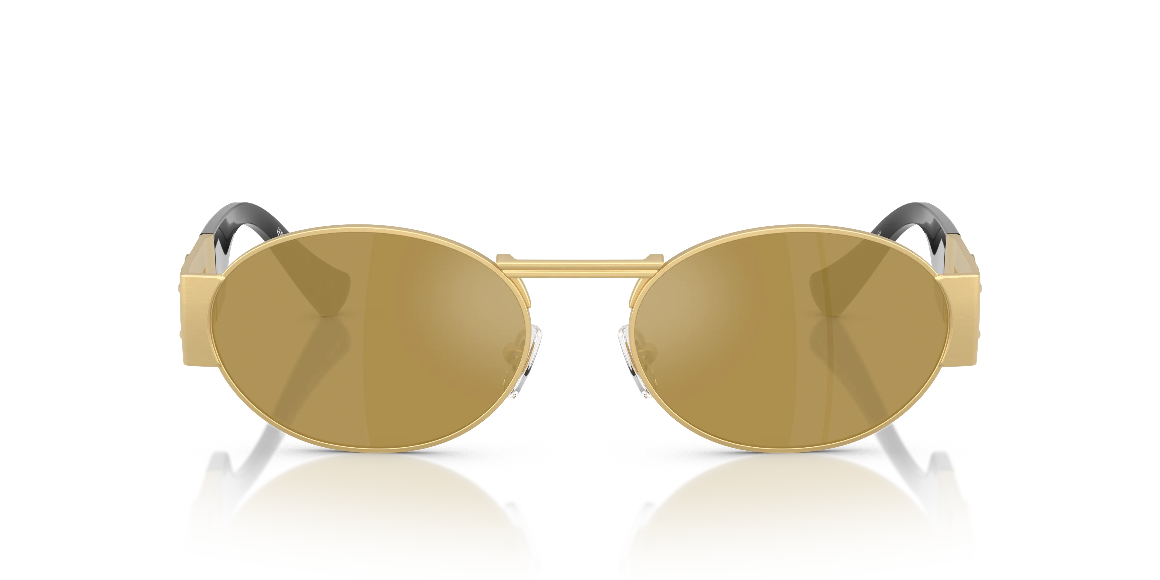 Versace VE2264 10025A Occhiali da sole Acciaio Oro Marrone Rotonda Specchiate - immagine 3