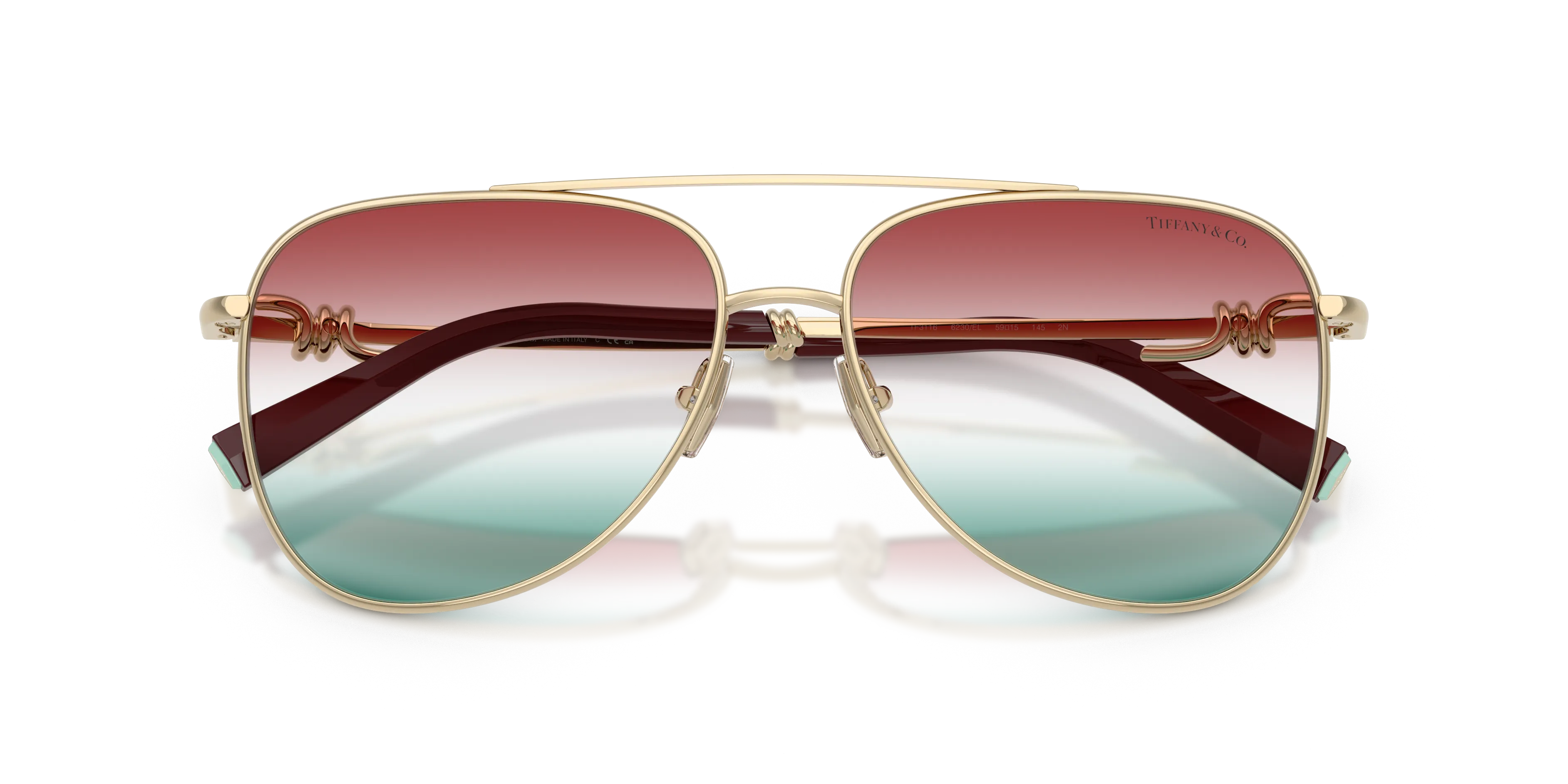 Tiffany TF3116 6230EL Occhiali da sole Metallo Oro Pilot Normale Sfumato - immagine 2