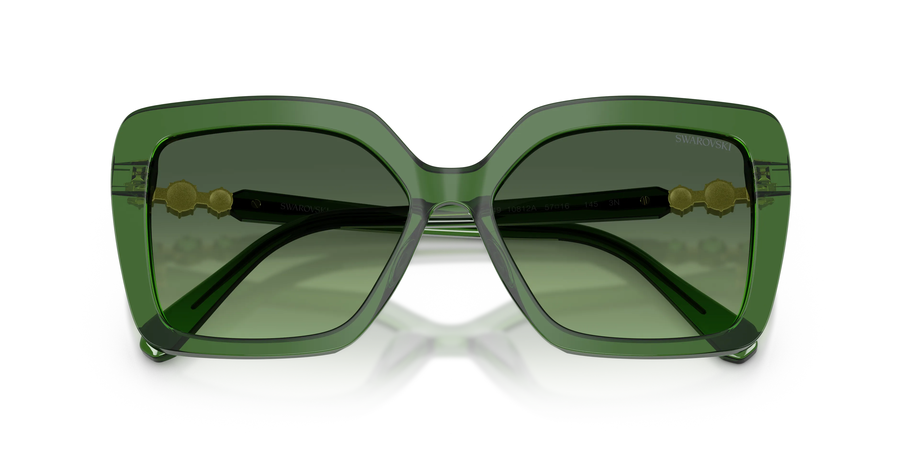 Swarovski SK6049 10812A Occhiali da sole Acetato Verde Farfalla Normale Sfumato - immagine 2