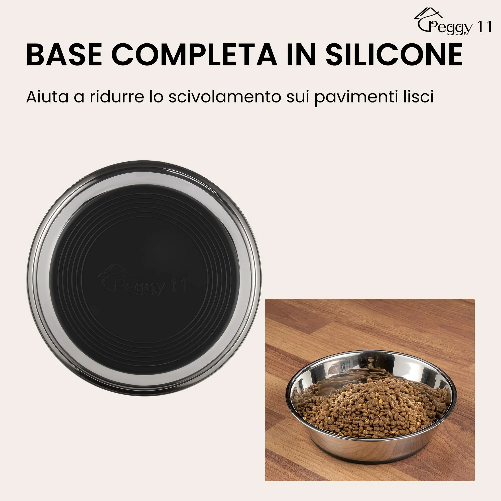 PEGGY11 Ciotole per Cani e Gatti in Acciaio Inox, 1440 ml, Set da 2 - immagine 3