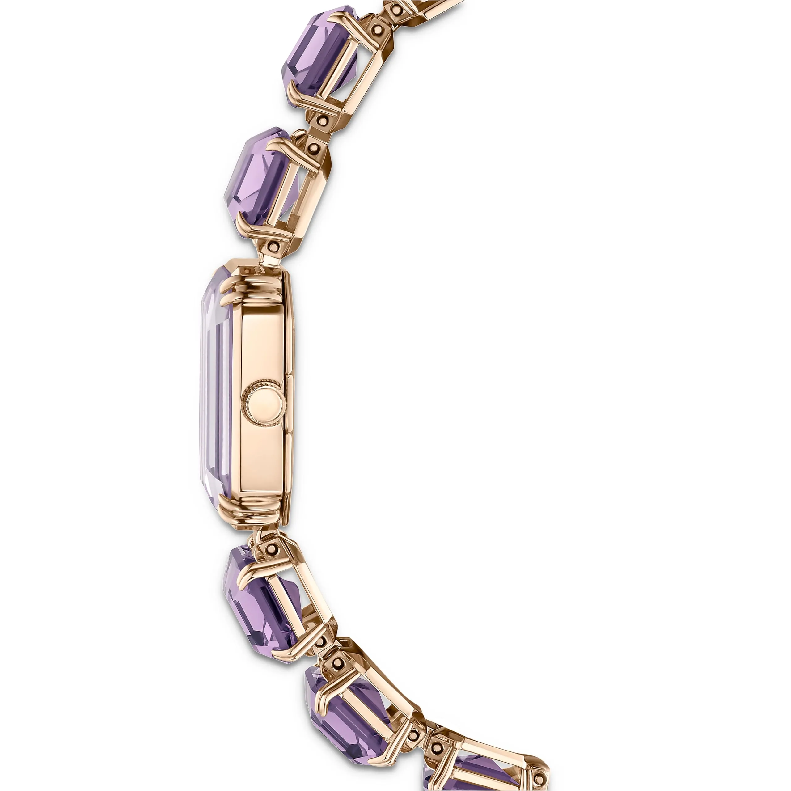 Swarovski Orologio, con Cristalli Viola, Taglio Octagon, Meccanismo al Quarzo, Impermeabile Fino a 50 m, Placcatura in Tonalità Champagne Dorato, 23 x 17 mm, 8 mm, 12,5-19 cm, 1,4 cm - immagine 7