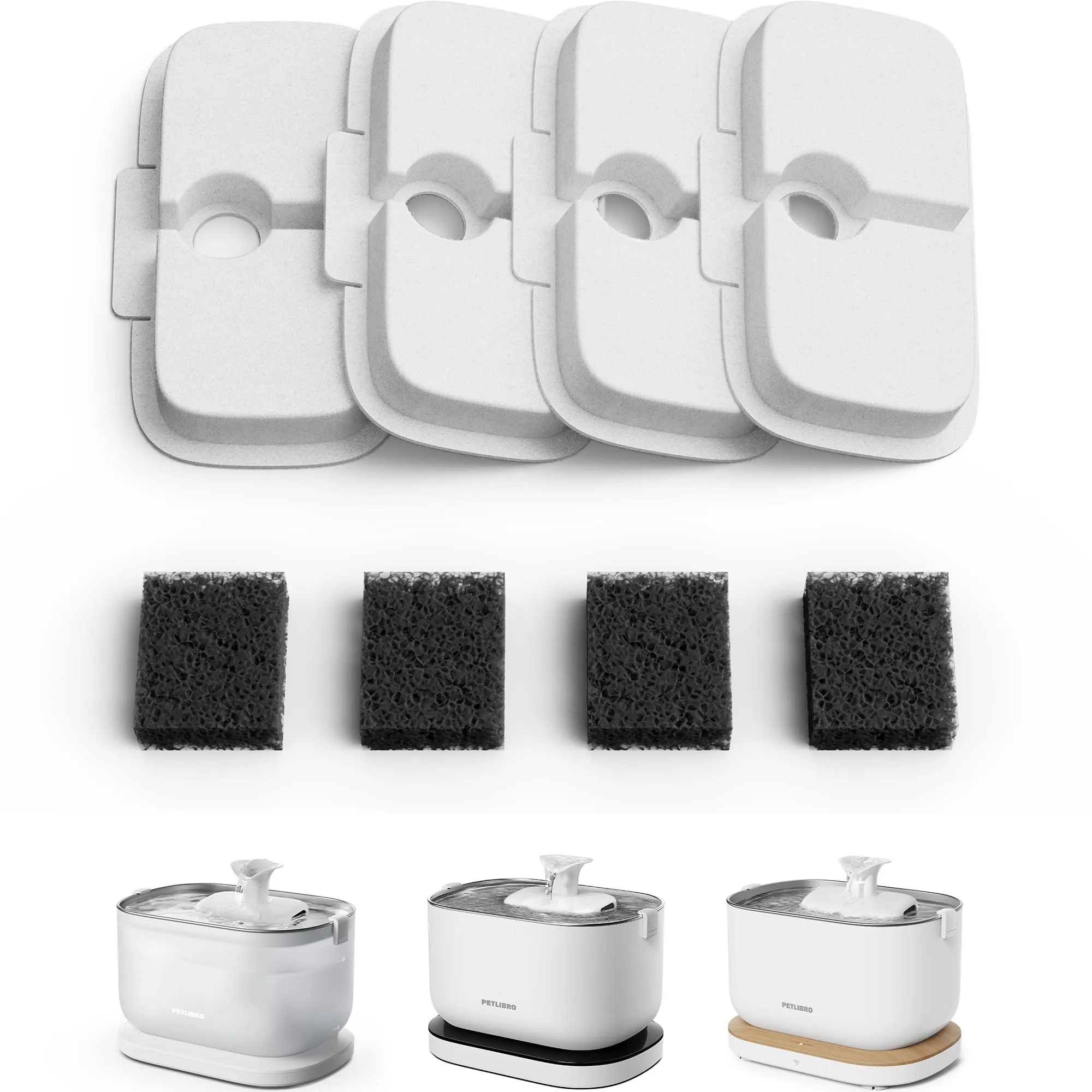 PETLIBRO Filtro Fontanella per Gatti, 4 Filtro di Ricambio per Fontana per Gatti Dockstream PLWF005, PLWF115, PLWF105, Filtro con Filtrazione Verticale per Fontanella Gatto Fontana Gatto - immagine 1