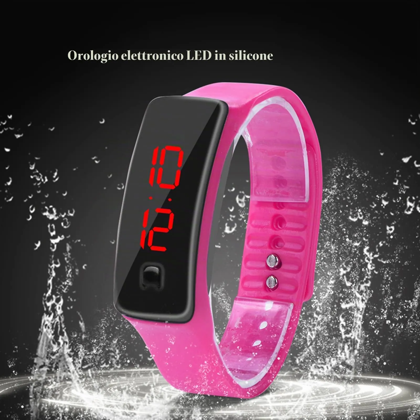LED Orologio Digitale da Donna, Cinturino in Silicone Orologio Sportivo Digitale Quadrante 12 Ore Display Elettronico Orologio da Polso per Uomo Donna Ragazzi Studenti (Rosa) - immagine 4