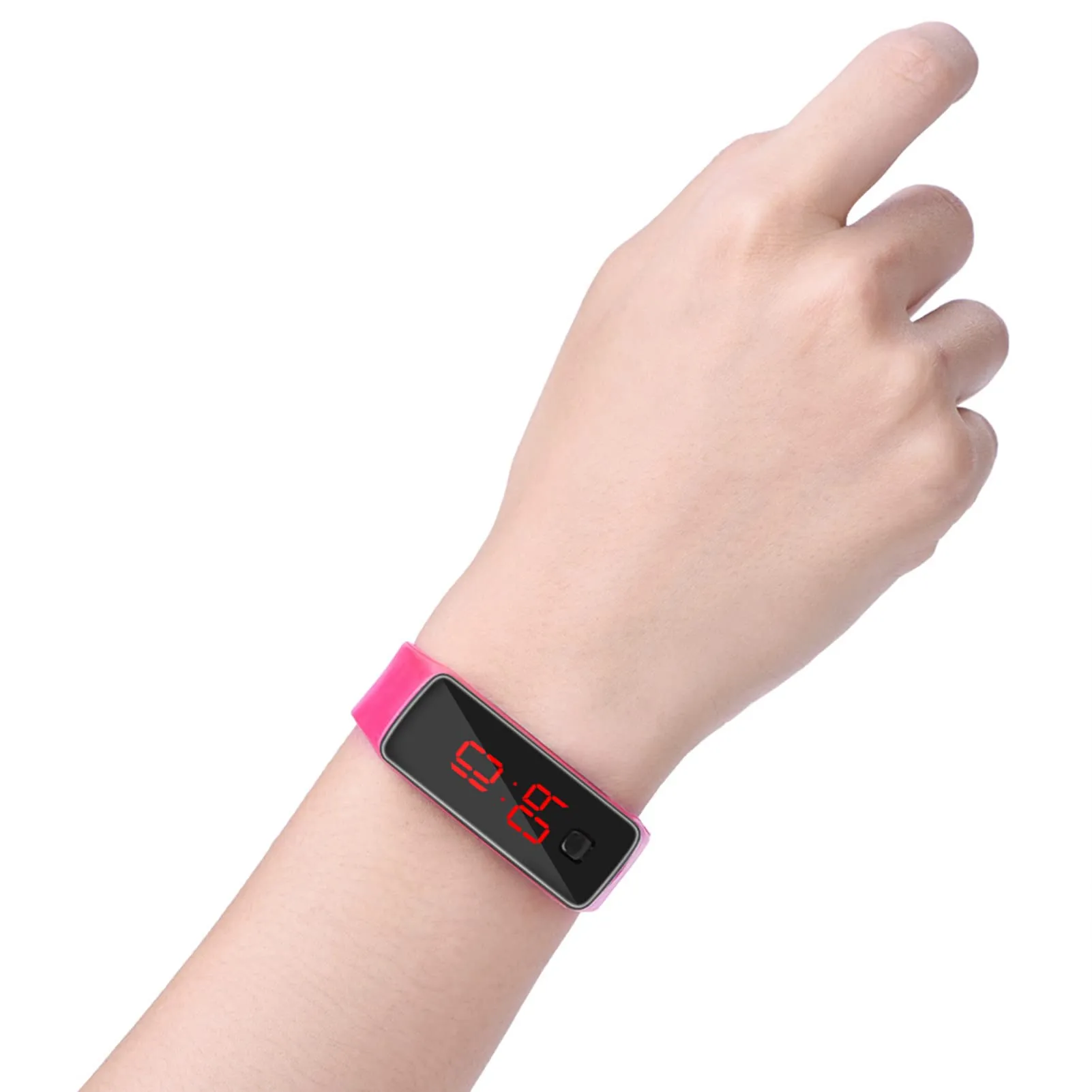 LED Orologio Digitale da Donna, Cinturino in Silicone Orologio Sportivo Digitale Quadrante 12 Ore Display Elettronico Orologio da Polso per Uomo Donna Ragazzi Studenti (Rosa) - immagine 8