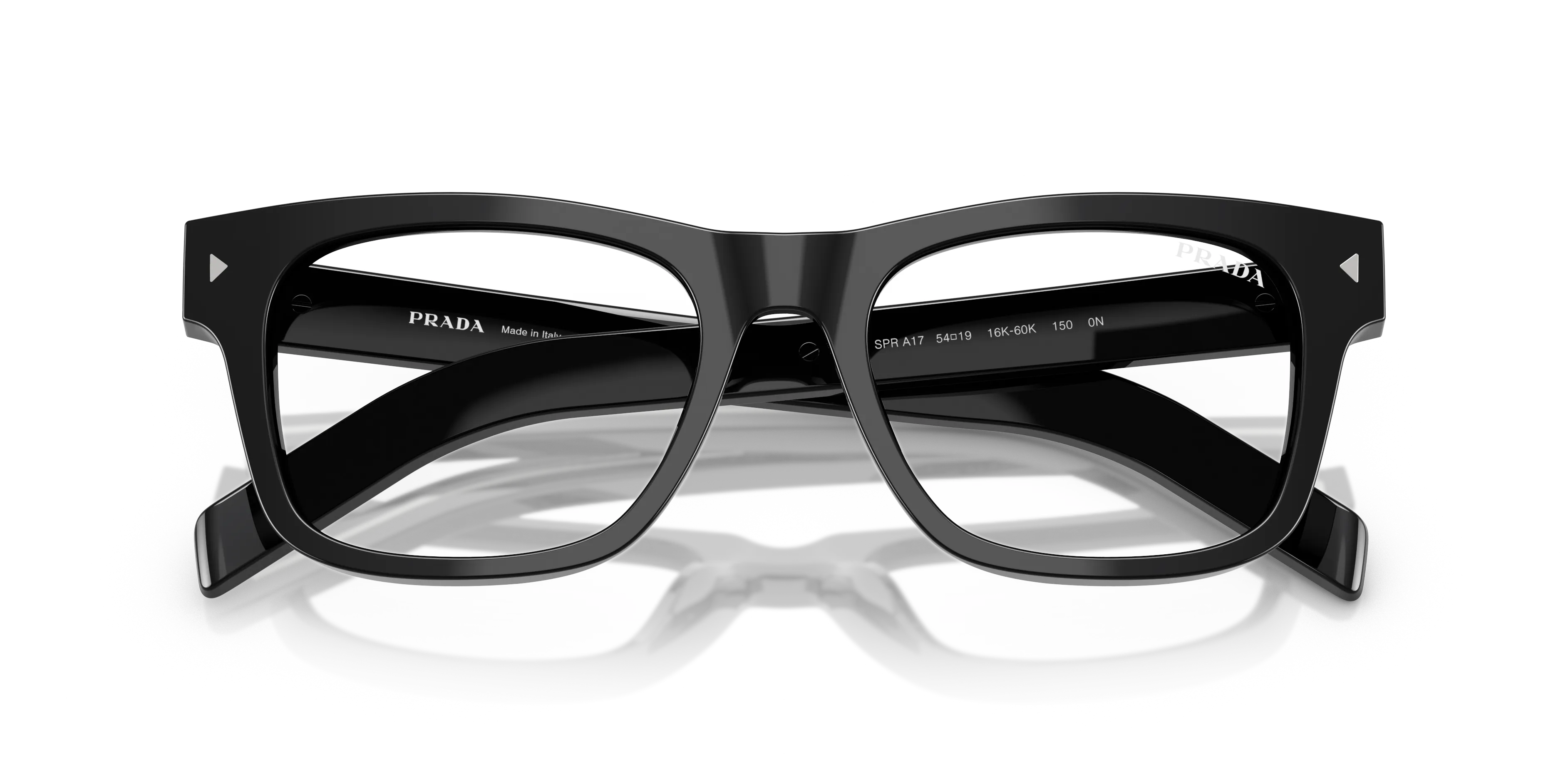 Prada PR A17S 16K60K Occhiali da sole Acetato Nero Trasparente Squadrata Anti-luce blu - immagine 2