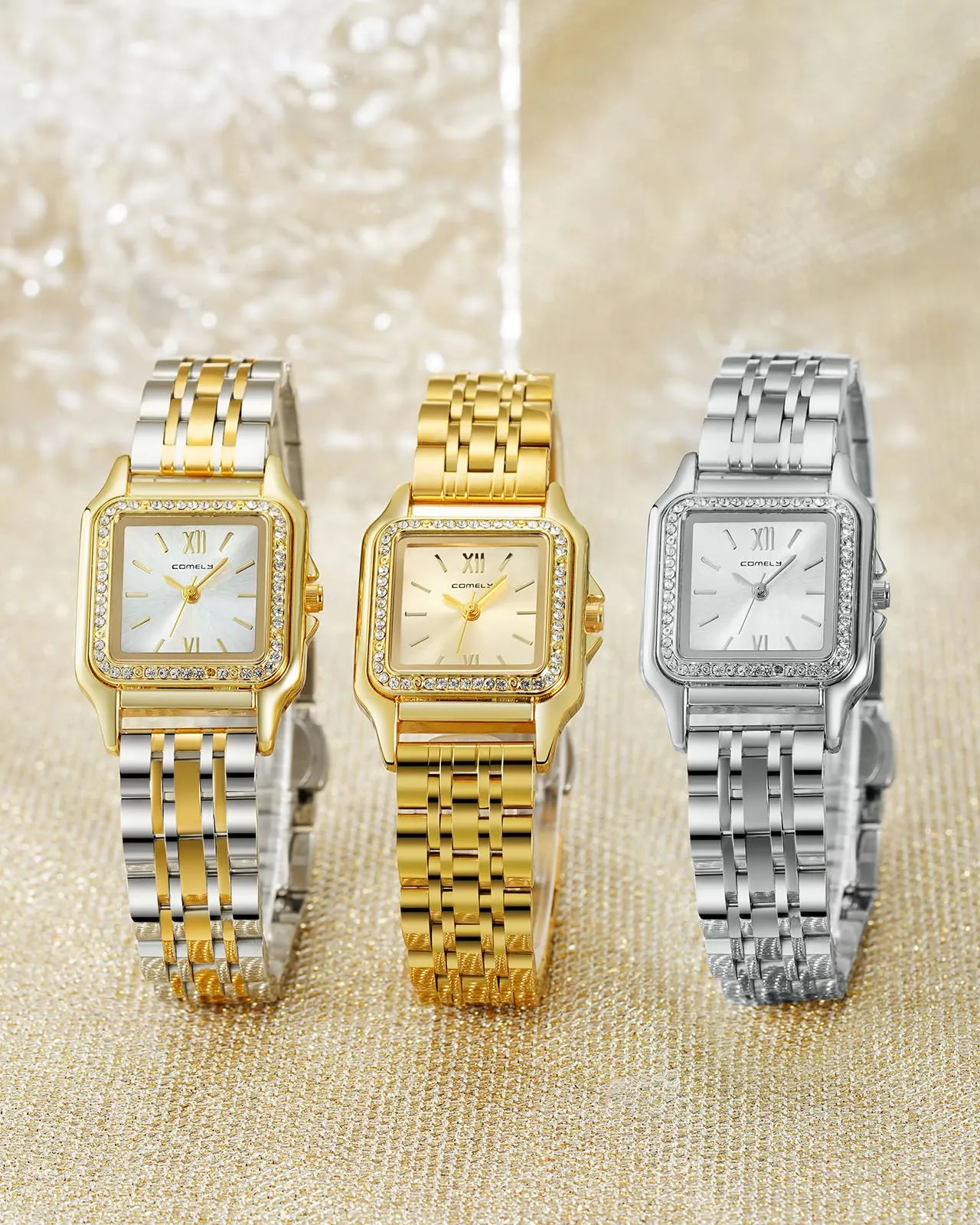 CIVO Orologio da Donna Oro Argento: Rettangolare Orologi da Polso Acciaio Inossidabile Cinturino - Orologio Analogico Quarzo Regalo - immagine 7