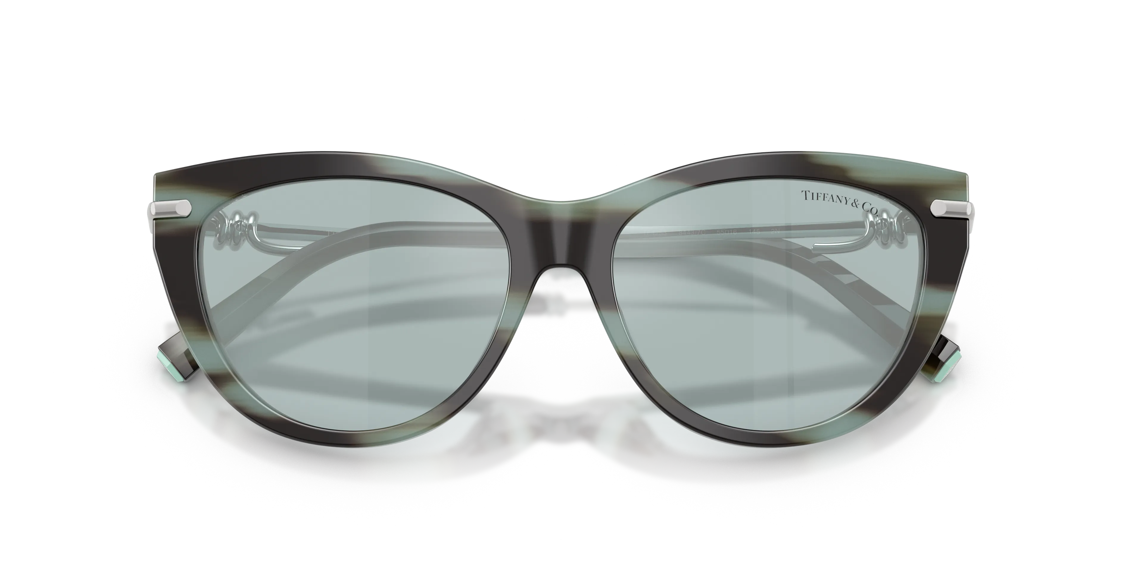 Tiffany TF4253 84437C Occhiali da sole Acetato Tartaruga Azzurro Cat Eye Specchiate - immagine 2