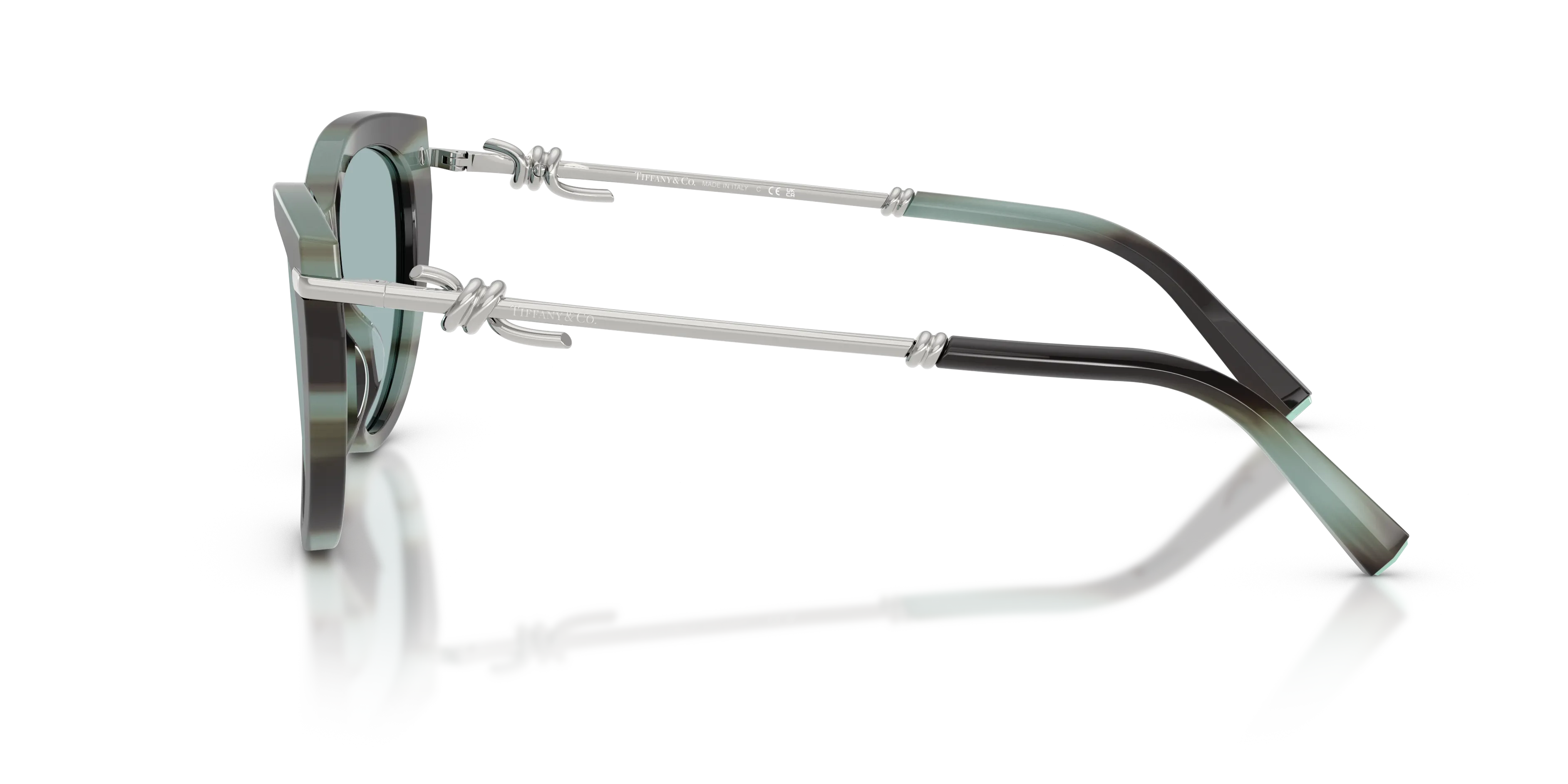 Tiffany TF4253 84437C Occhiali da sole Acetato Tartaruga Azzurro Cat Eye Specchiate - immagine 4