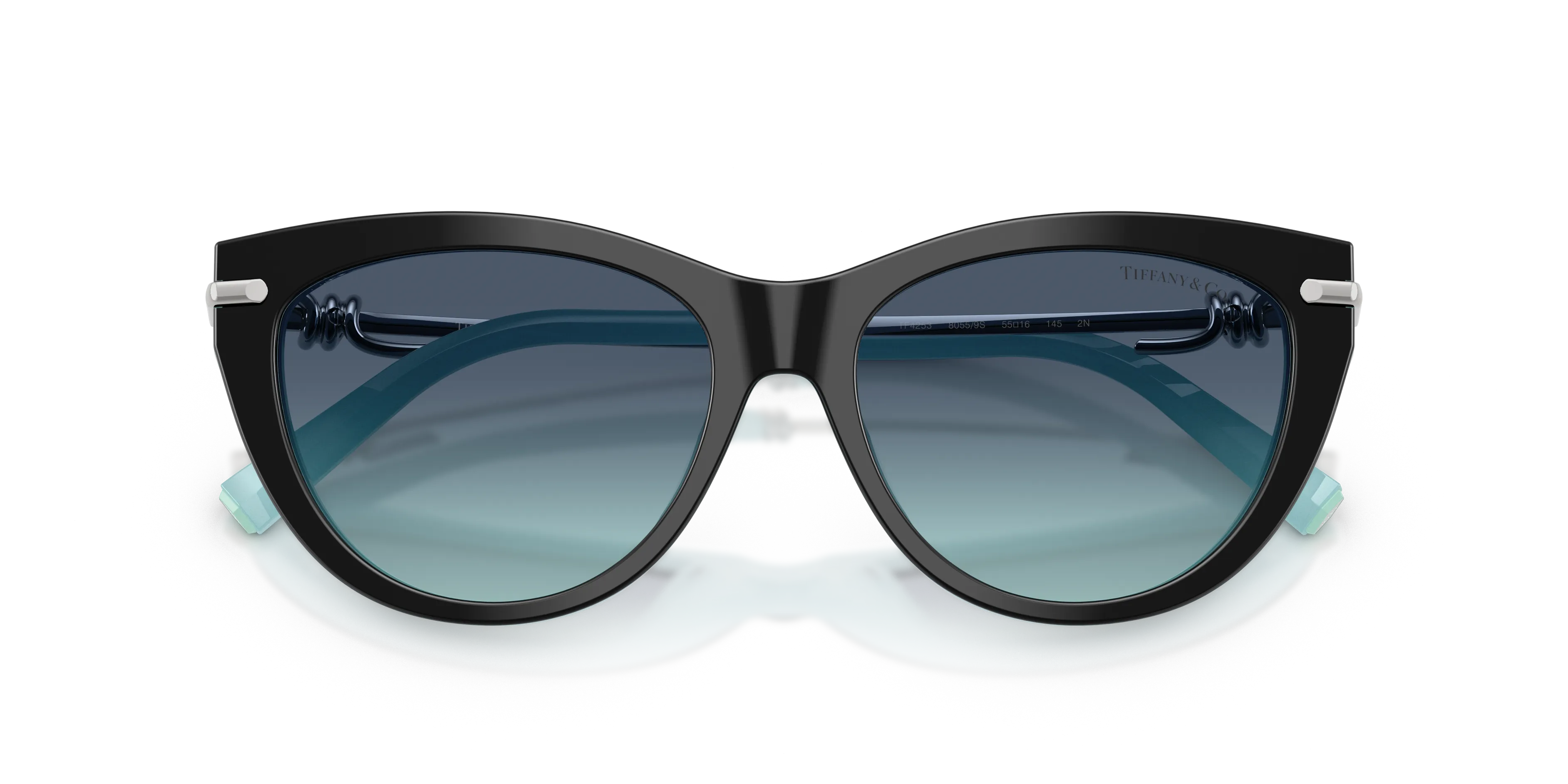 Tiffany TF4253 80559S Occhiali da sole Acetato Nero Blu Cat Eye Normale Sfumato - immagine 2