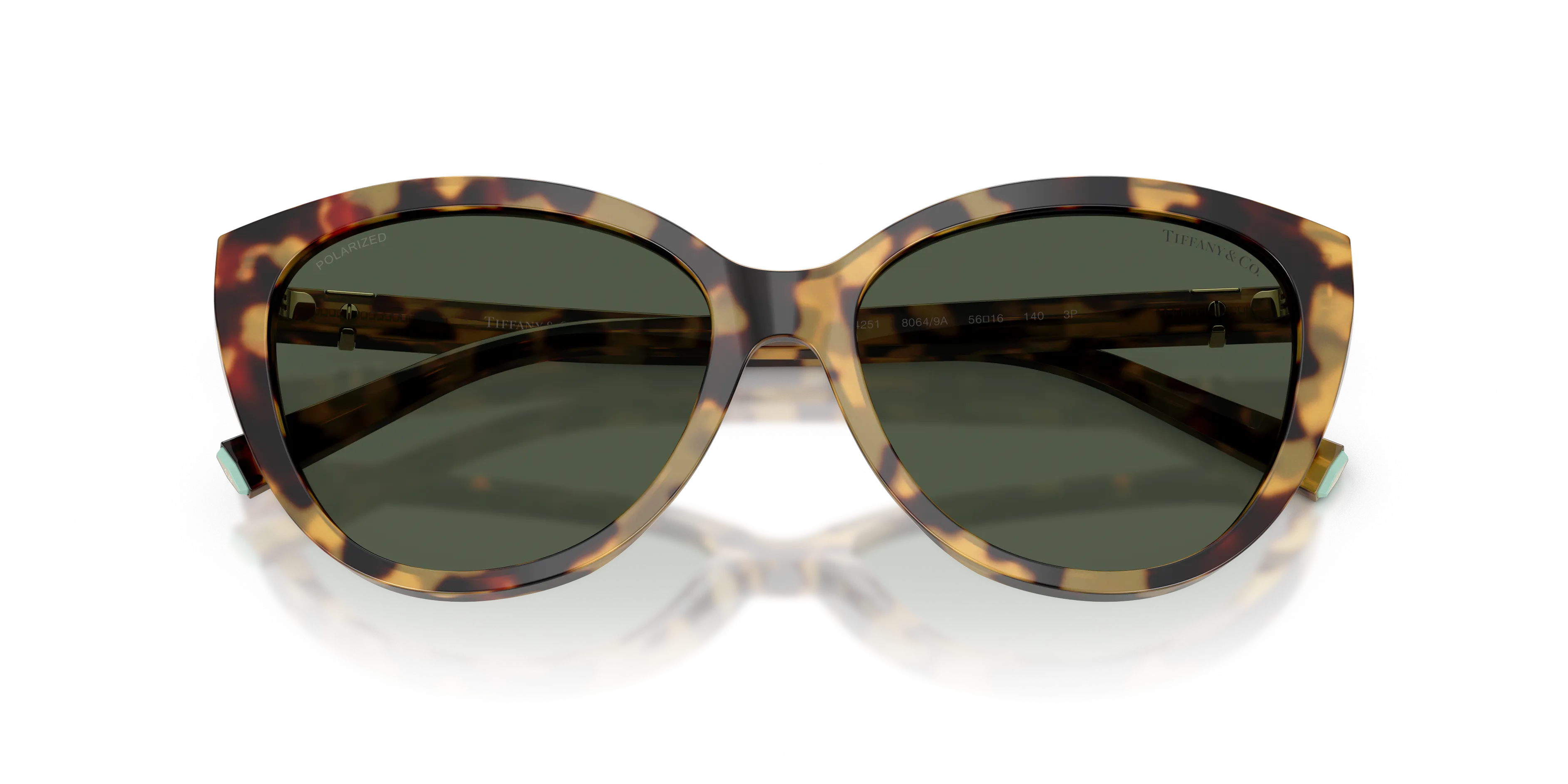 Tiffany TF4251 80649A Occhiali da sole Acetato Tartaruga Verde Cat Eye Polarizzata - immagine 2