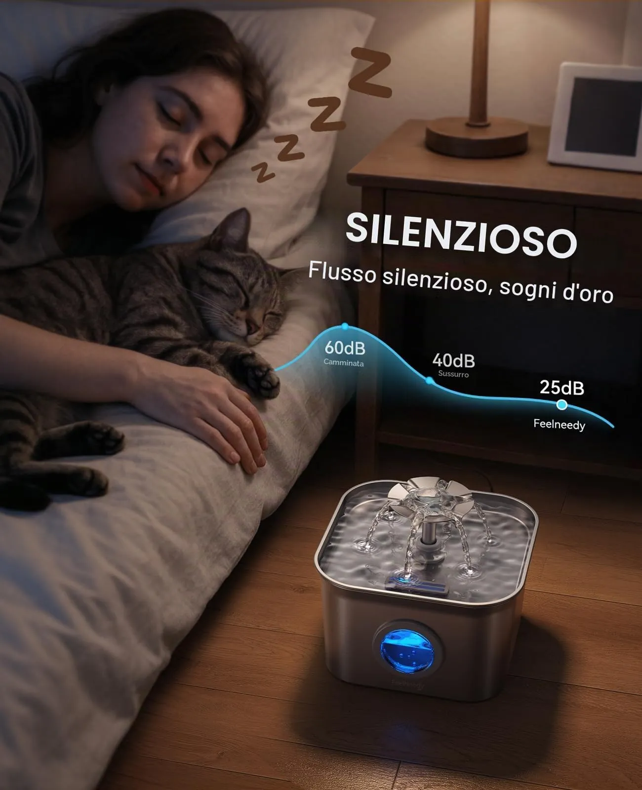 FEELNEEDY 2,8L Fontanella per Gatti Acciaio con 6 Filtri - immagine 5