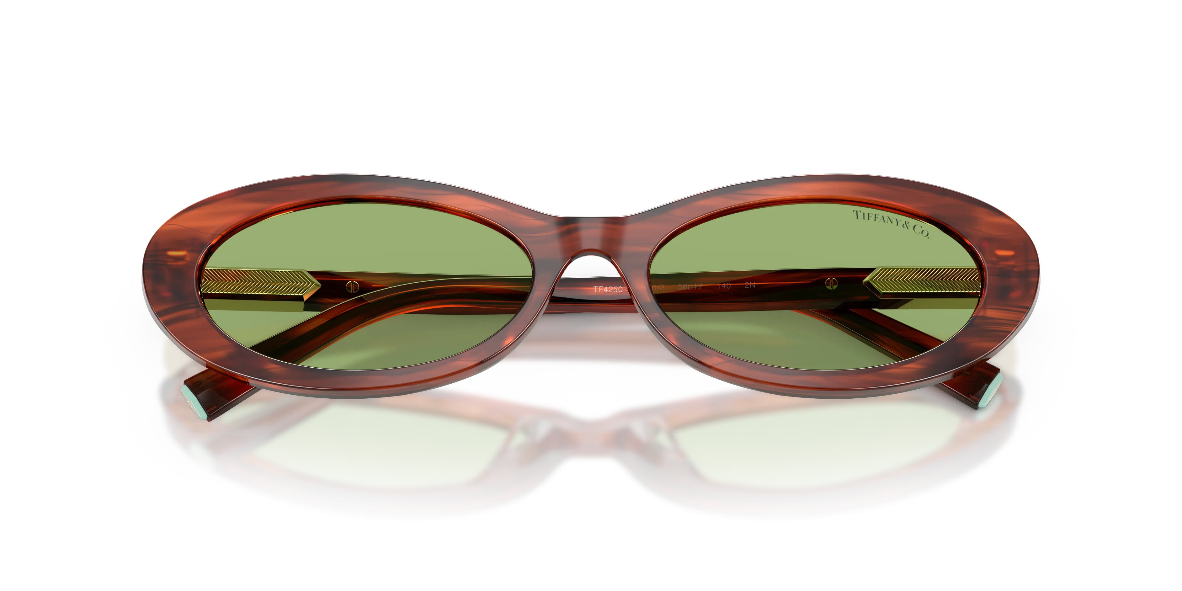 Tiffany TF4250 8440/2 Occhiali da sole Acetato Tartaruga Verde Rotonda Normale - immagine 2