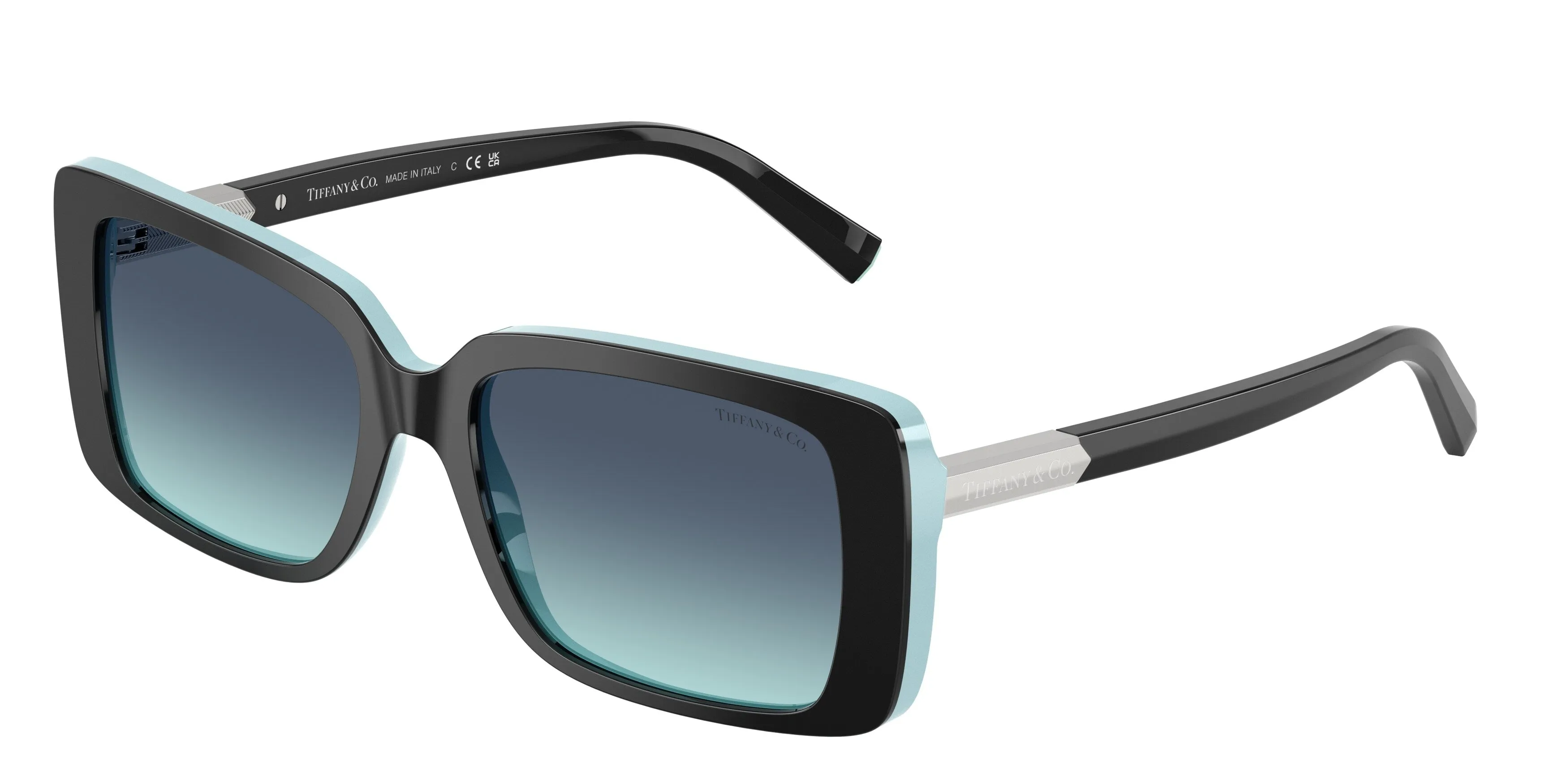 Tiffany TF4249 80559S Occhiali da sole Acetato Nero Blu Squadrata Normale Sfumato - immagine 1