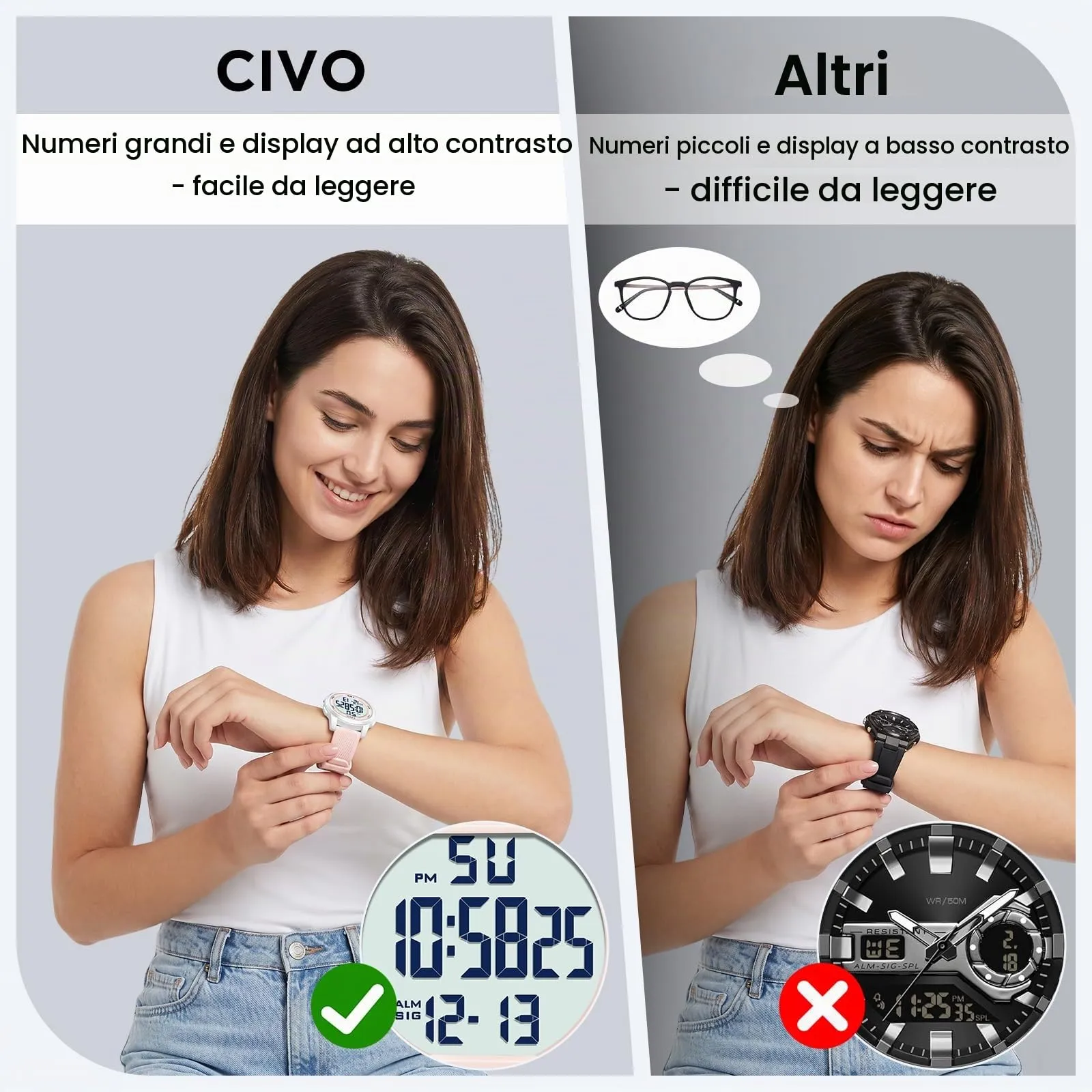 CIVO Orologio Donna Digitale Sportivo: Ultra Sottile Impermeabile con LED - immagine 3