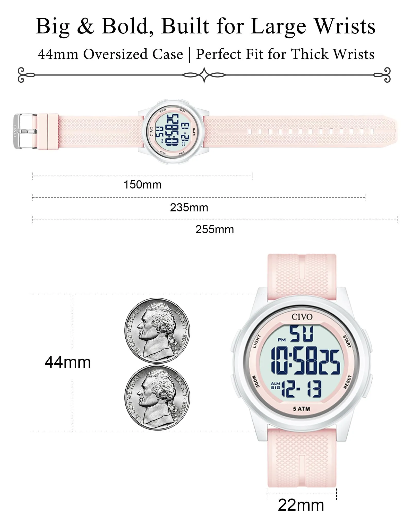CIVO Orologio Donna Digitale Sportivo: Ultra Sottile Impermeabile con LED - immagine 7