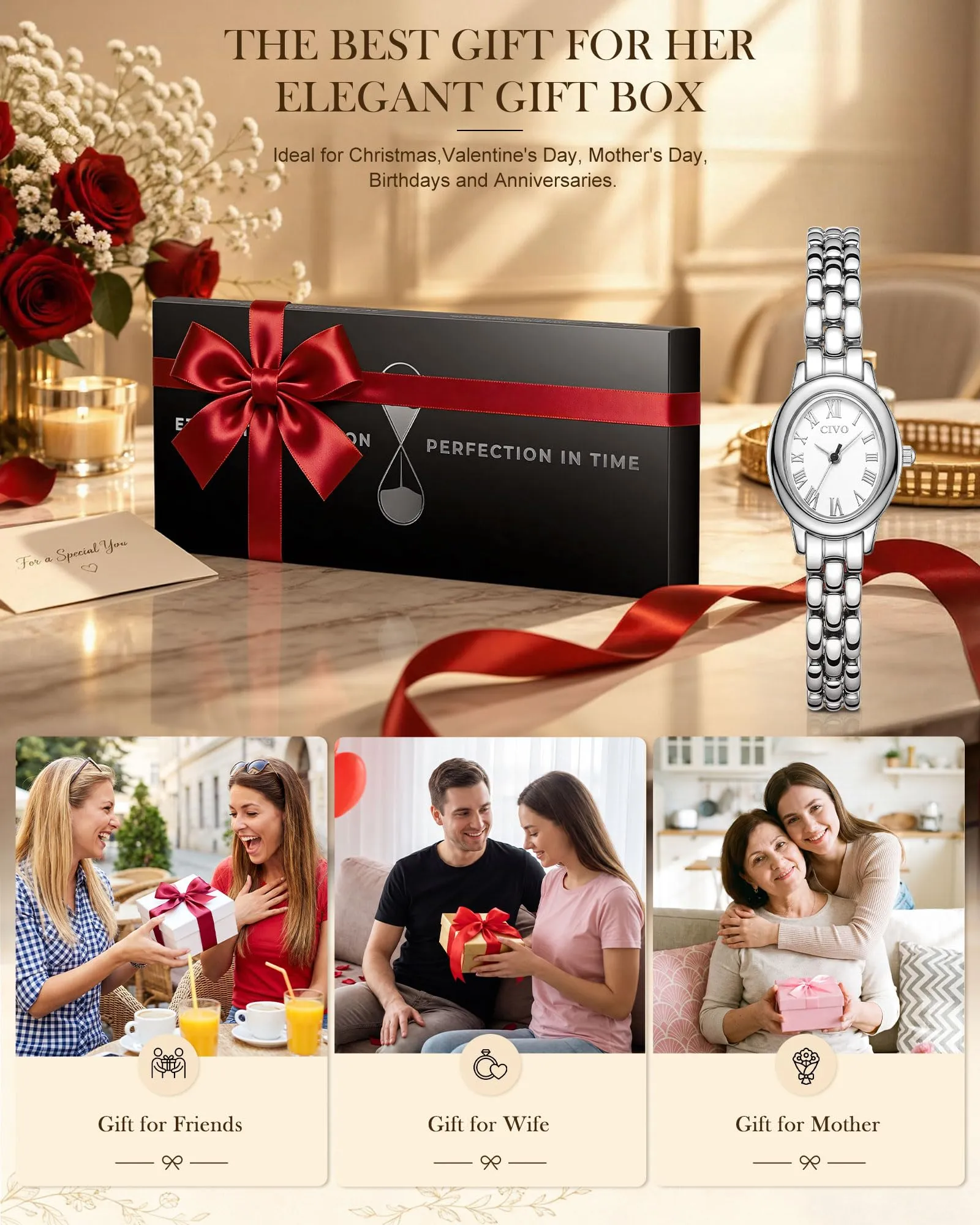 CIVO Piccolo Orologio da Donna Delicato: Quadrante Ovale Vintage con - immagine 6