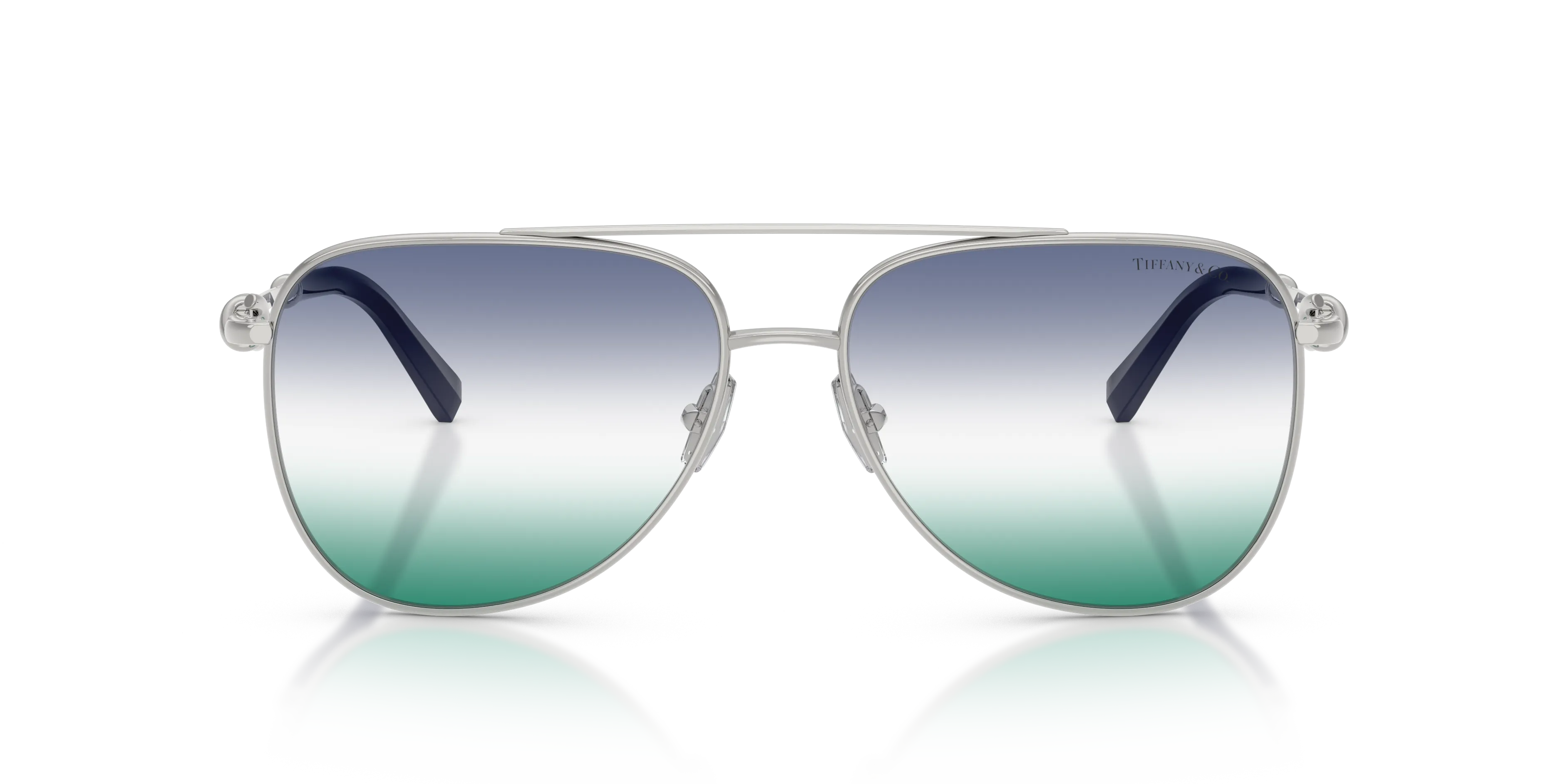 Tiffany TF3116 62312A Occhiali da sole Metallo Argento Verde Pilot Normale Sfumato - immagine 3