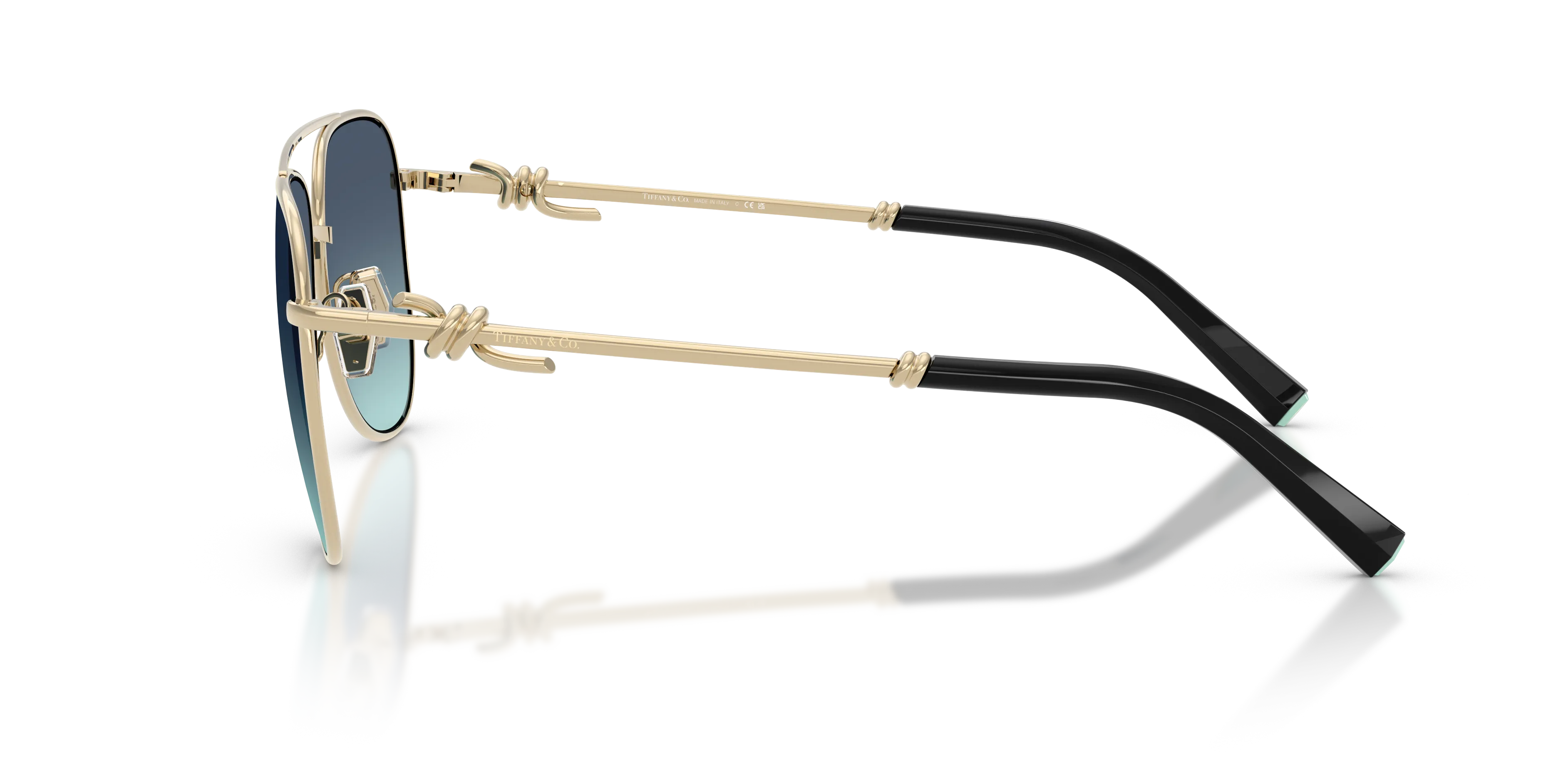 Tiffany TF3116 62029S Occhiali da sole Metallo Oro Blu Pilot Normale Sfumato - immagine 4