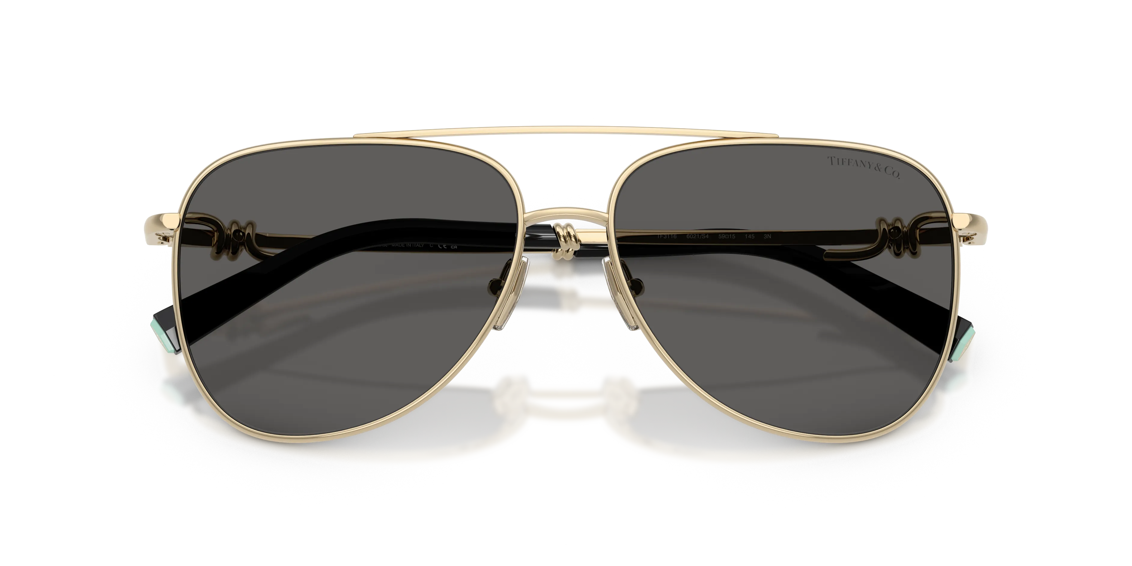Tiffany TF3116 6021S4 Occhiali da sole Metallo Oro Grigio Pilot Normale - immagine 2
