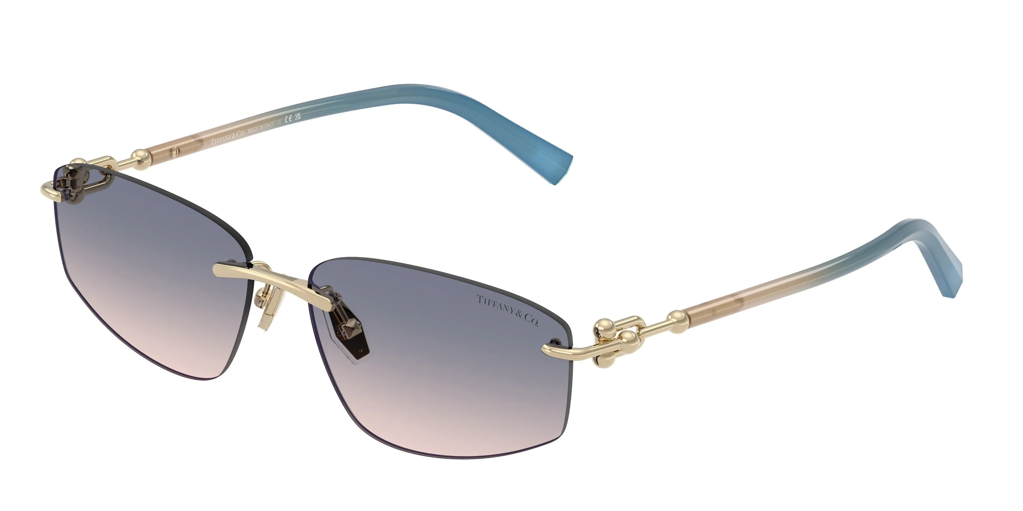 Tiffany TF3114 619116 Occhiali da sole Metallo Oro Marrone Geometrica Normale Sfumato - immagine 1