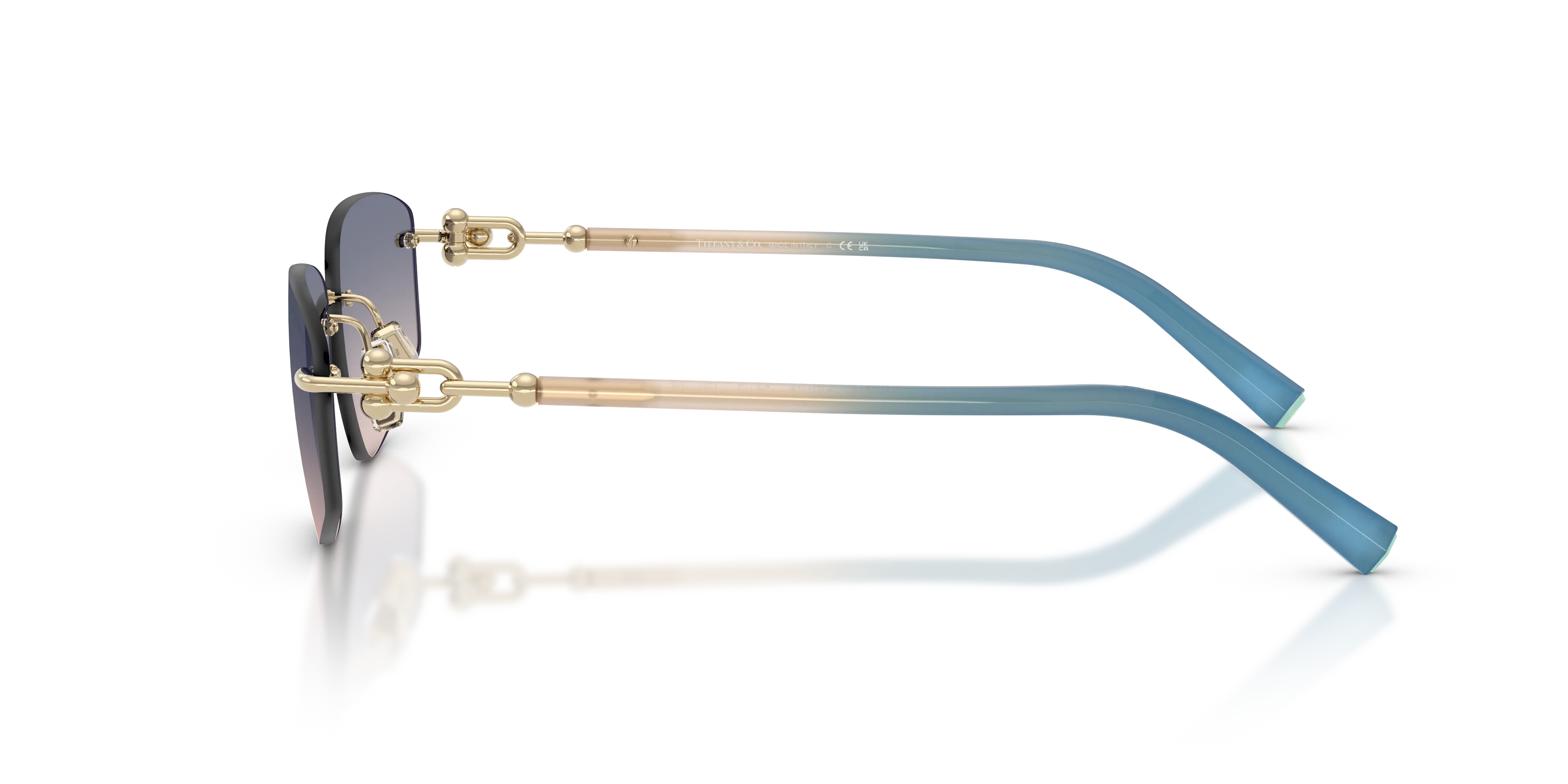 Tiffany TF3114 619116 Occhiali da sole Metallo Oro Marrone Geometrica Normale Sfumato - immagine 4