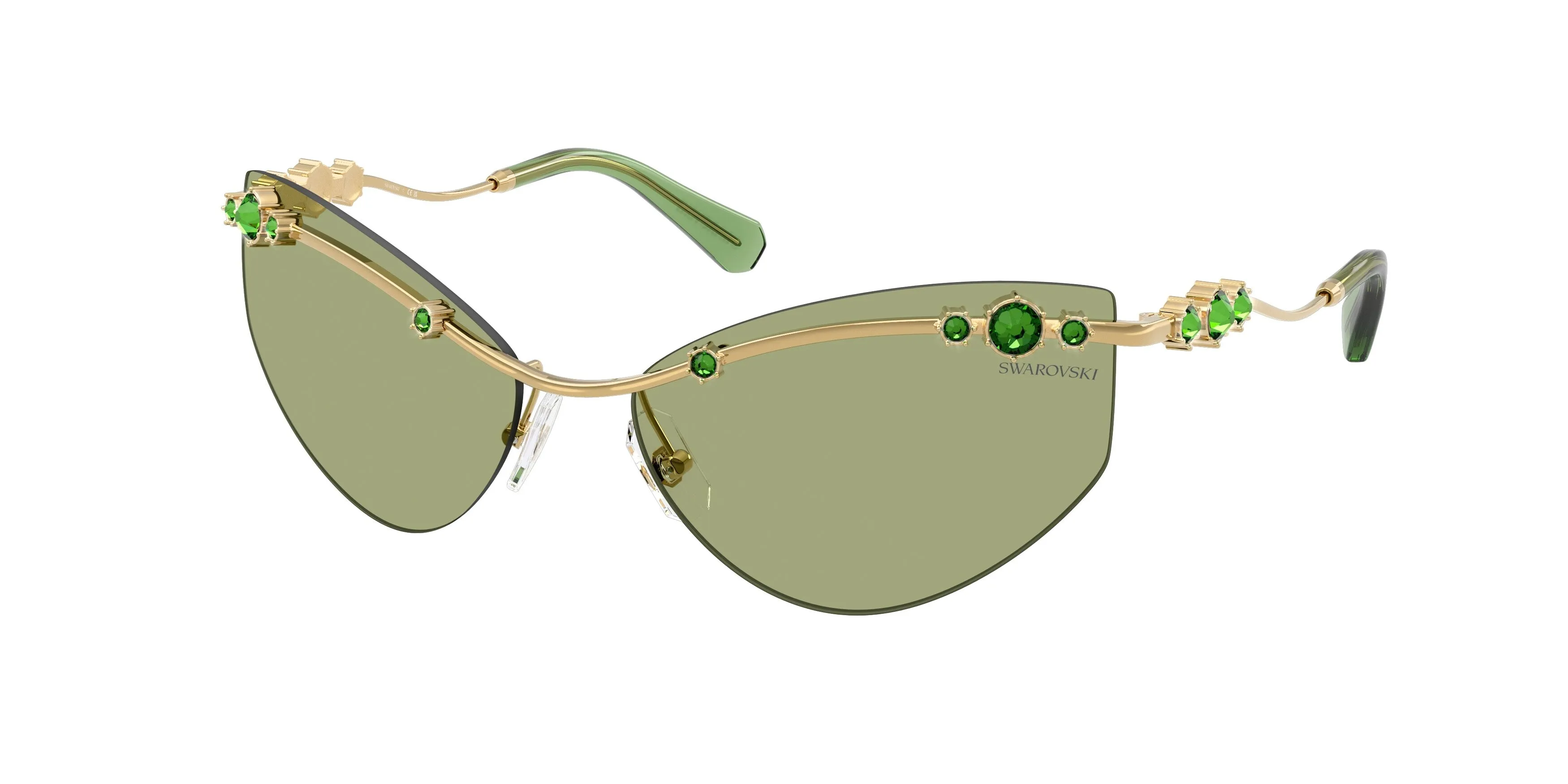 Swarovski SK7039 404382 Occhiali da sole Metallo Oro Verde Geometrica Normale - immagine 1