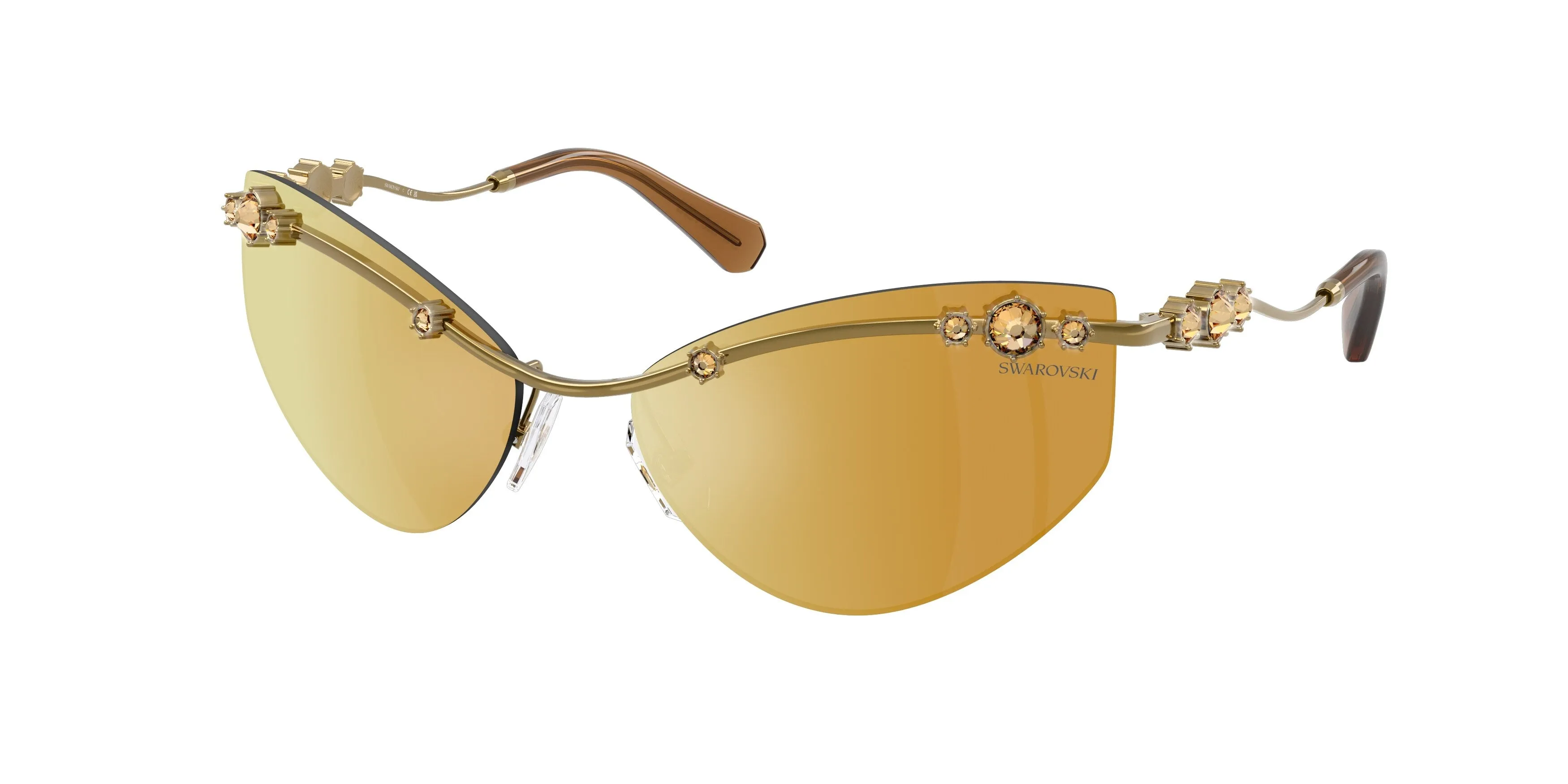 Swarovski SK7039 40427P Occhiali da sole Metallo Oro Marrone Geometrica Specchiate - immagine 1
