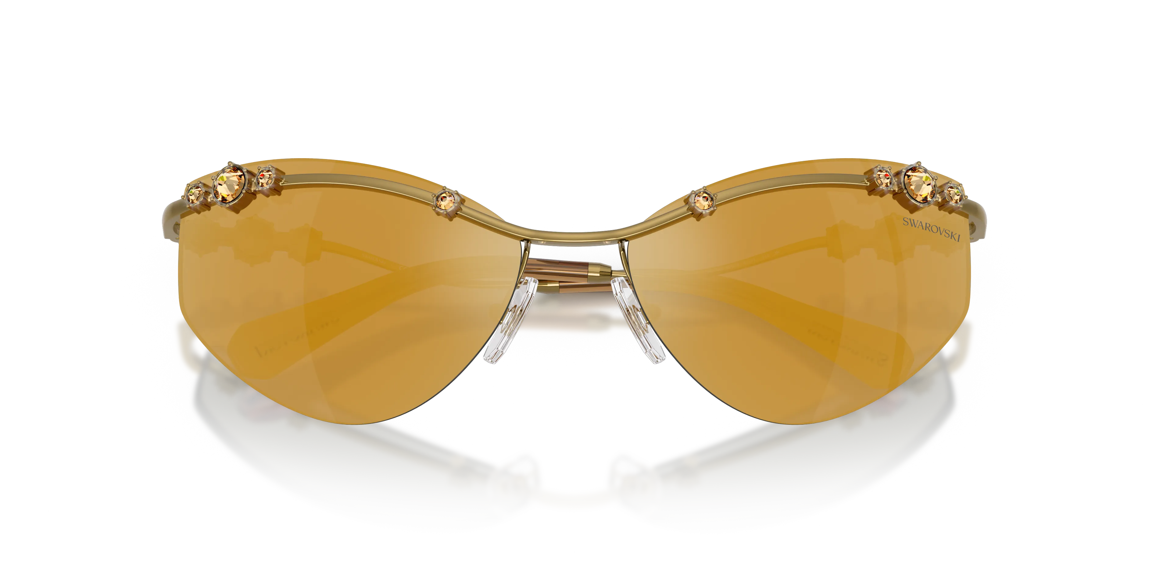 Swarovski SK7039 40427P Occhiali da sole Metallo Oro Marrone Geometrica Specchiate - immagine 2