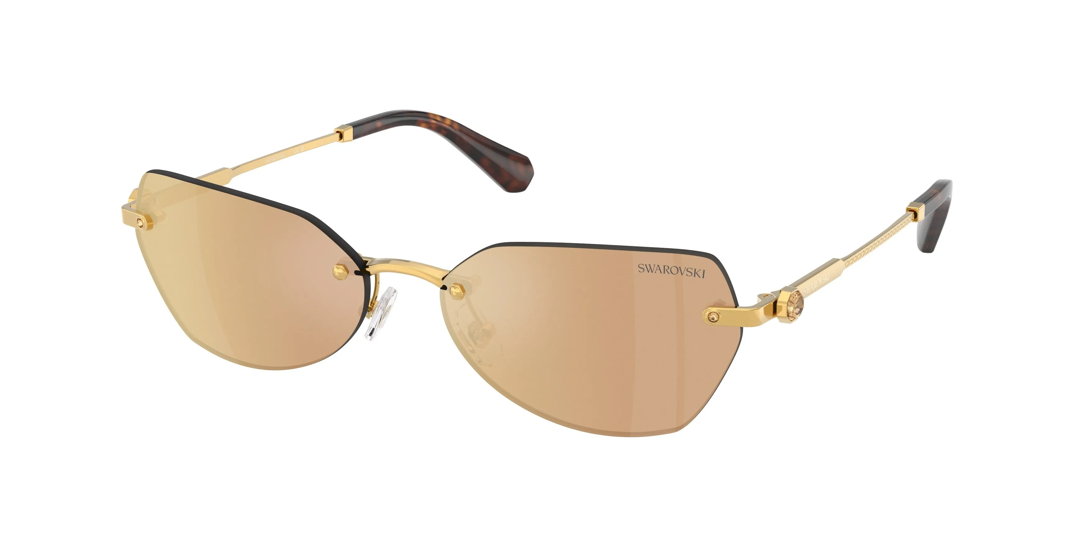 Swarovski SK7038 40077J Occhiali da sole Metallo Oro Marrone Geometrica Specchiate - immagine 1