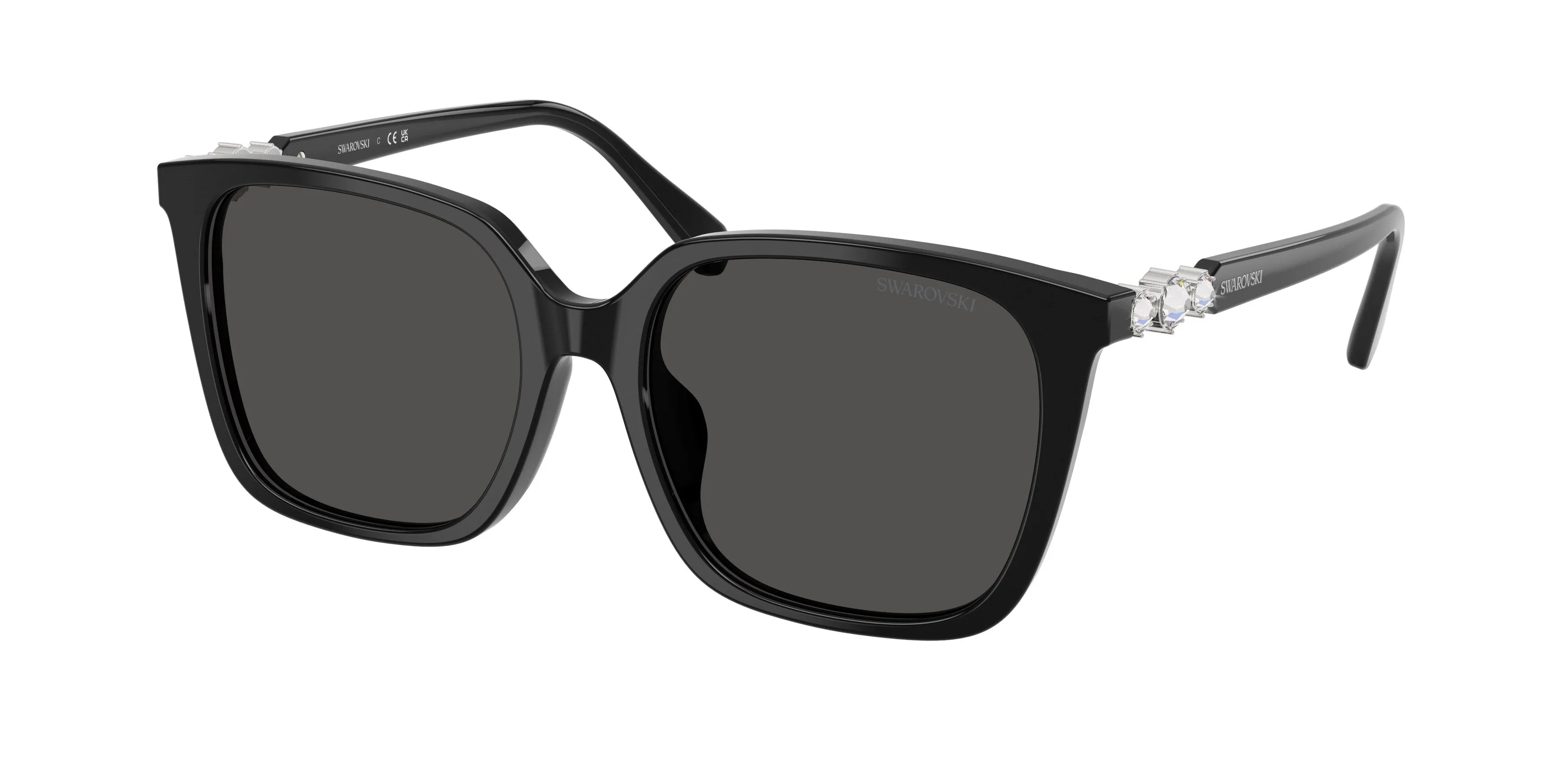 Swarovski SK6053D 103887 Occhiali da sole Acetato Nero Grigio Pillow Normale - immagine 1
