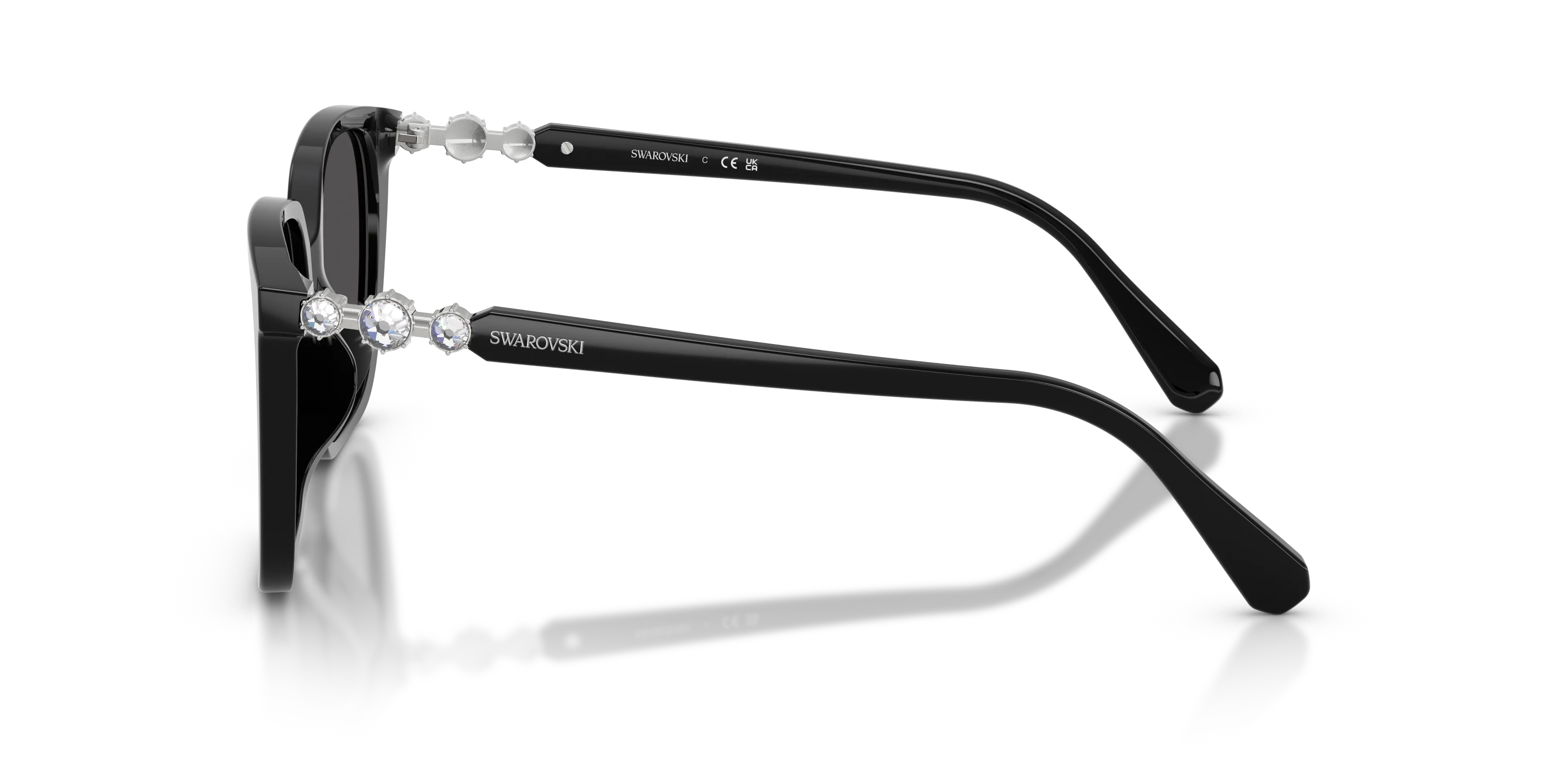 Swarovski SK6053D 103887 Occhiali da sole Acetato Nero Grigio Pillow Normale - immagine 4