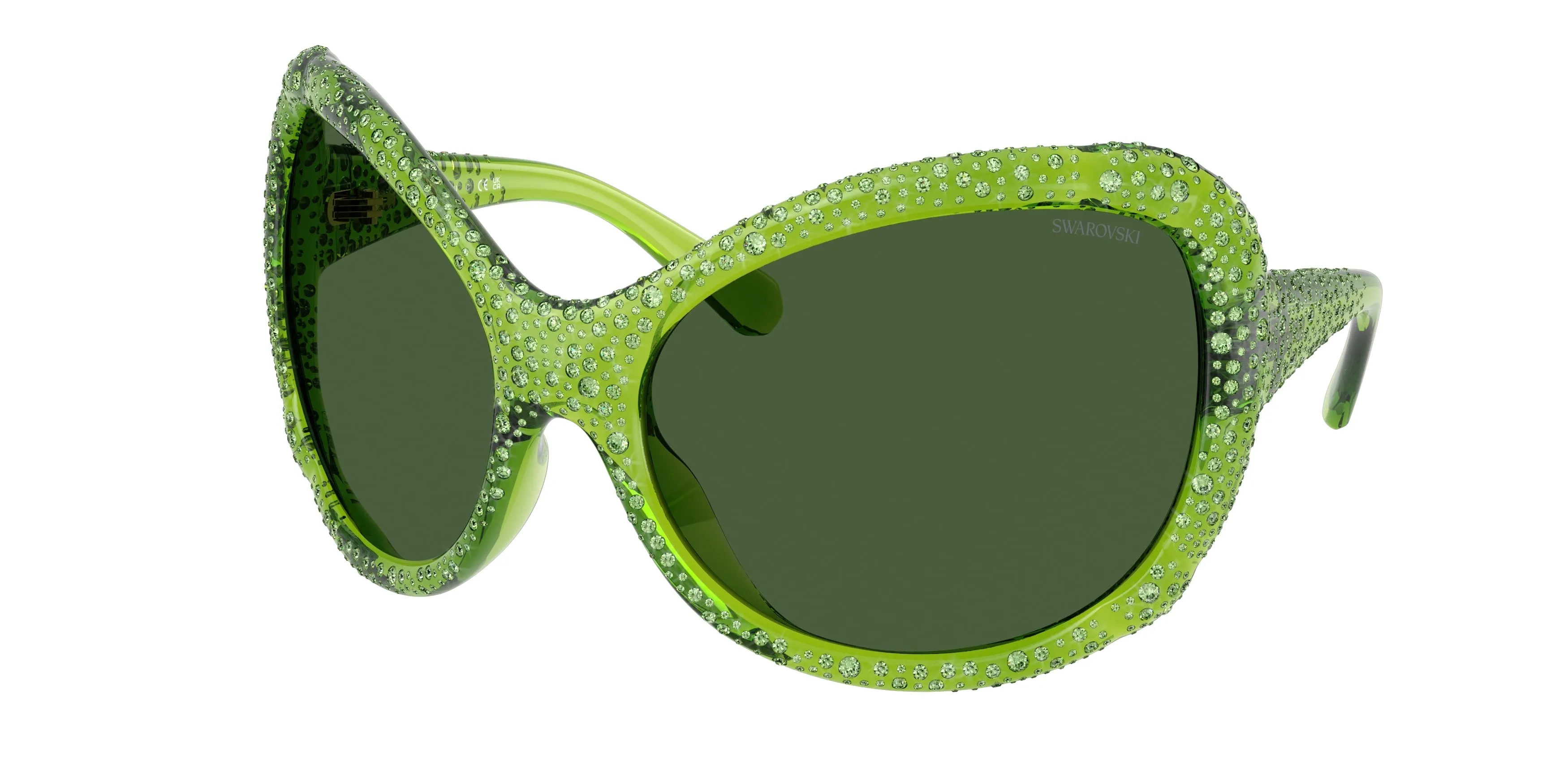 Swarovski SK6052 108971 Occhiali da sole Iniettato Verde Verde Farfalla Normale - immagine 1