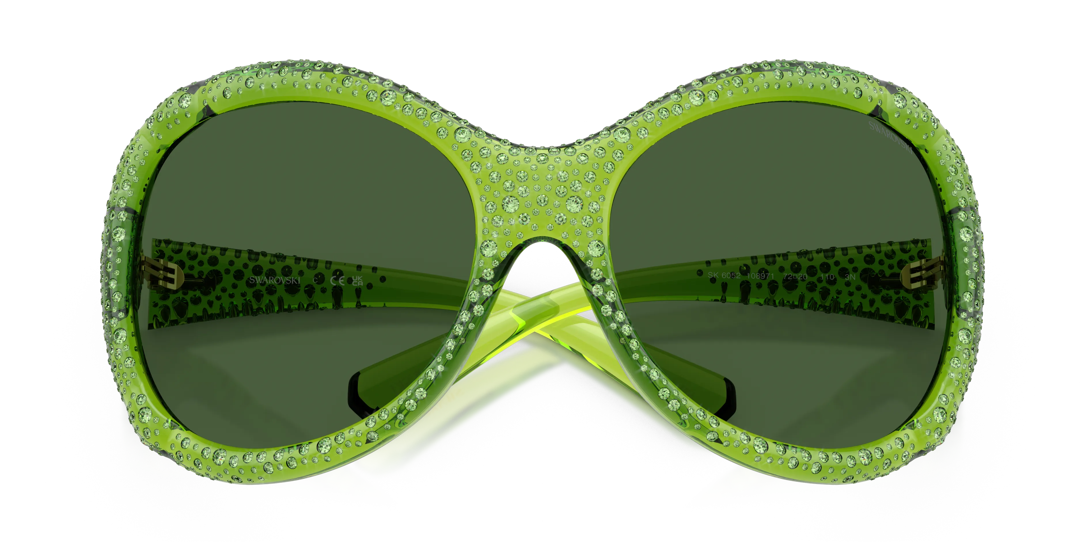 Swarovski SK6052 108971 Occhiali da sole Iniettato Verde Verde Farfalla Normale - immagine 2
