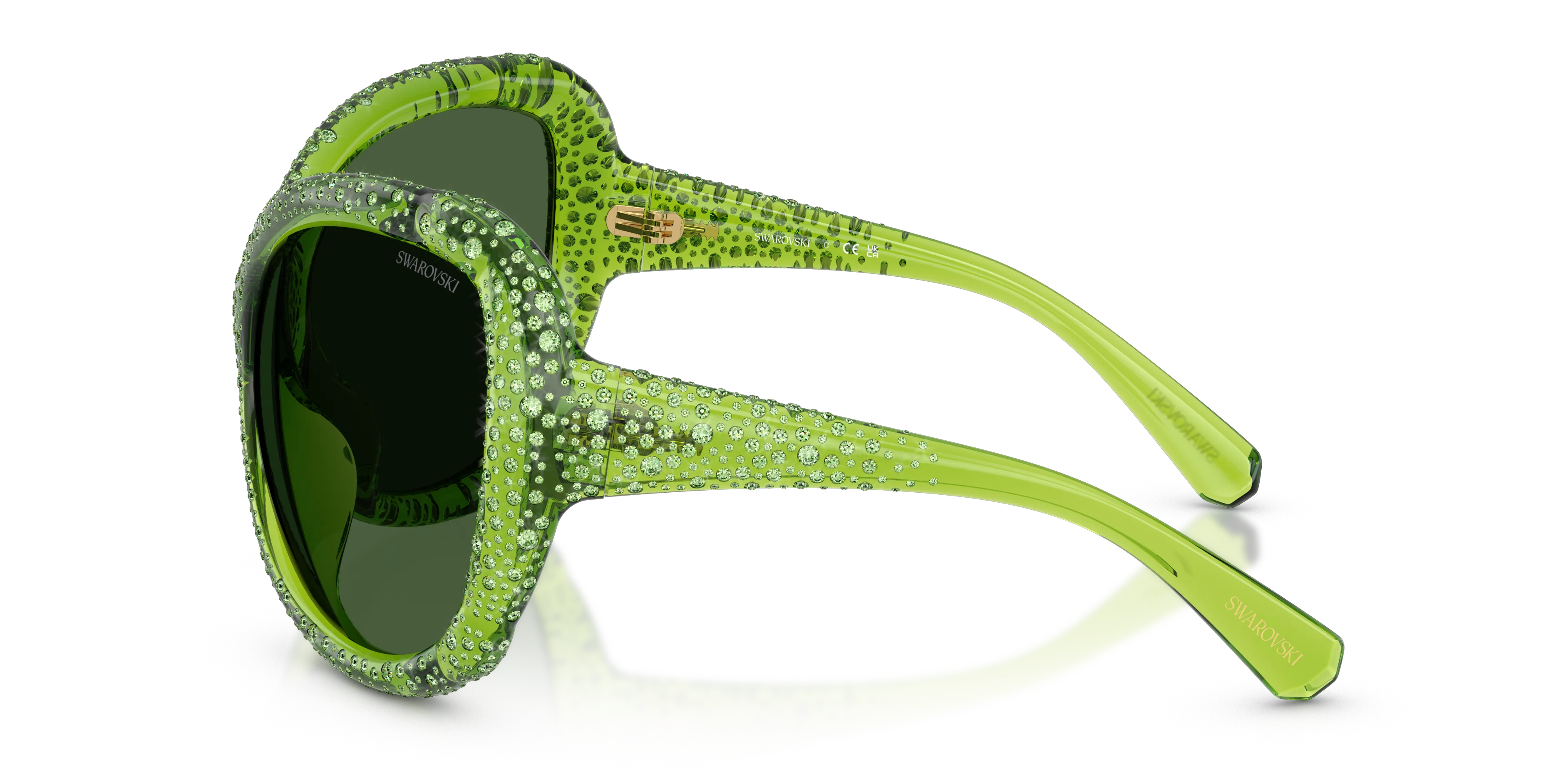 Swarovski SK6052 108971 Occhiali da sole Iniettato Verde Verde Farfalla Normale - immagine 4