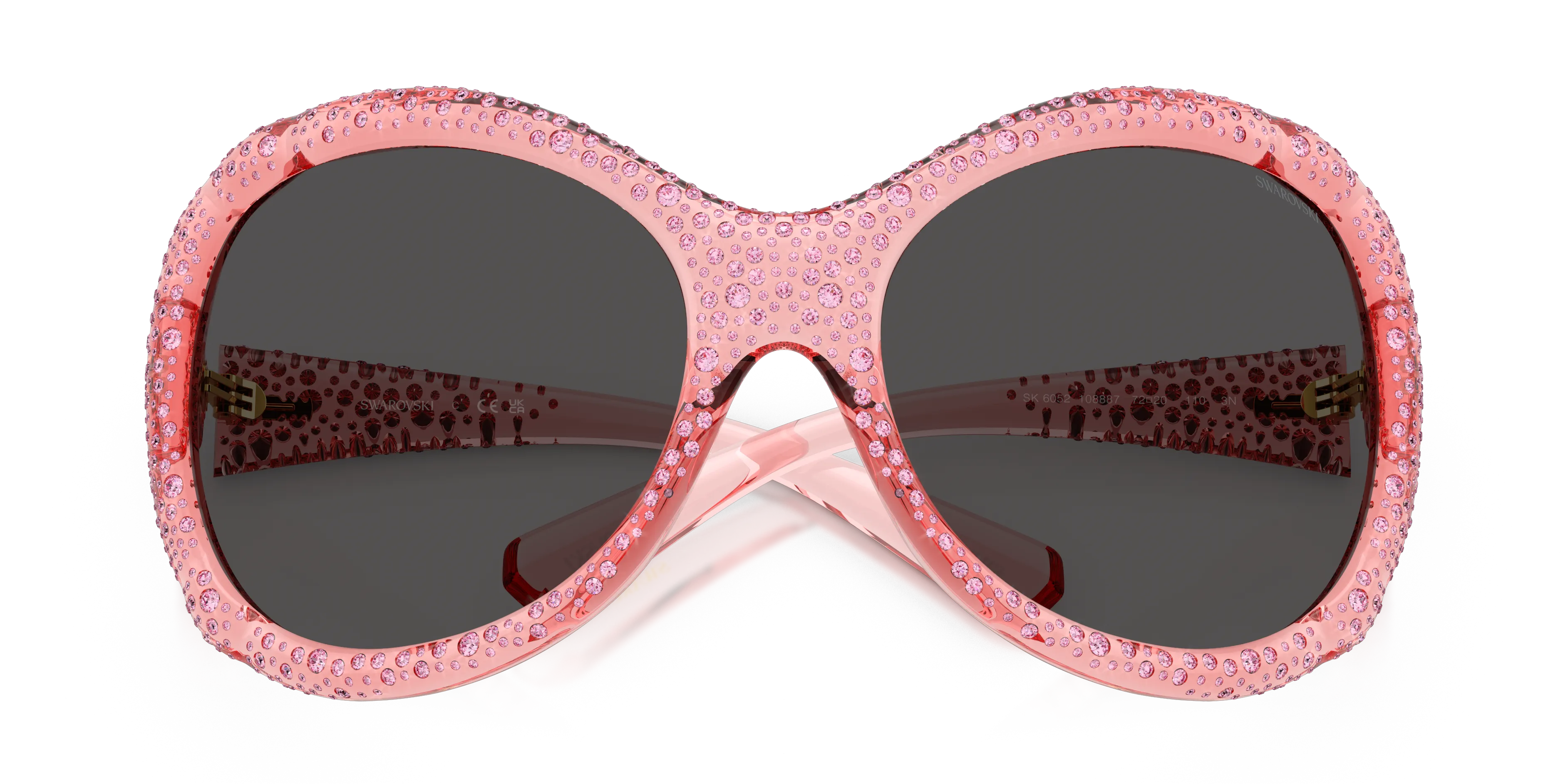 Swarovski SK6052 108887 Occhiali da sole Iniettato Rosa Grigio Farfalla Normale - immagine 2