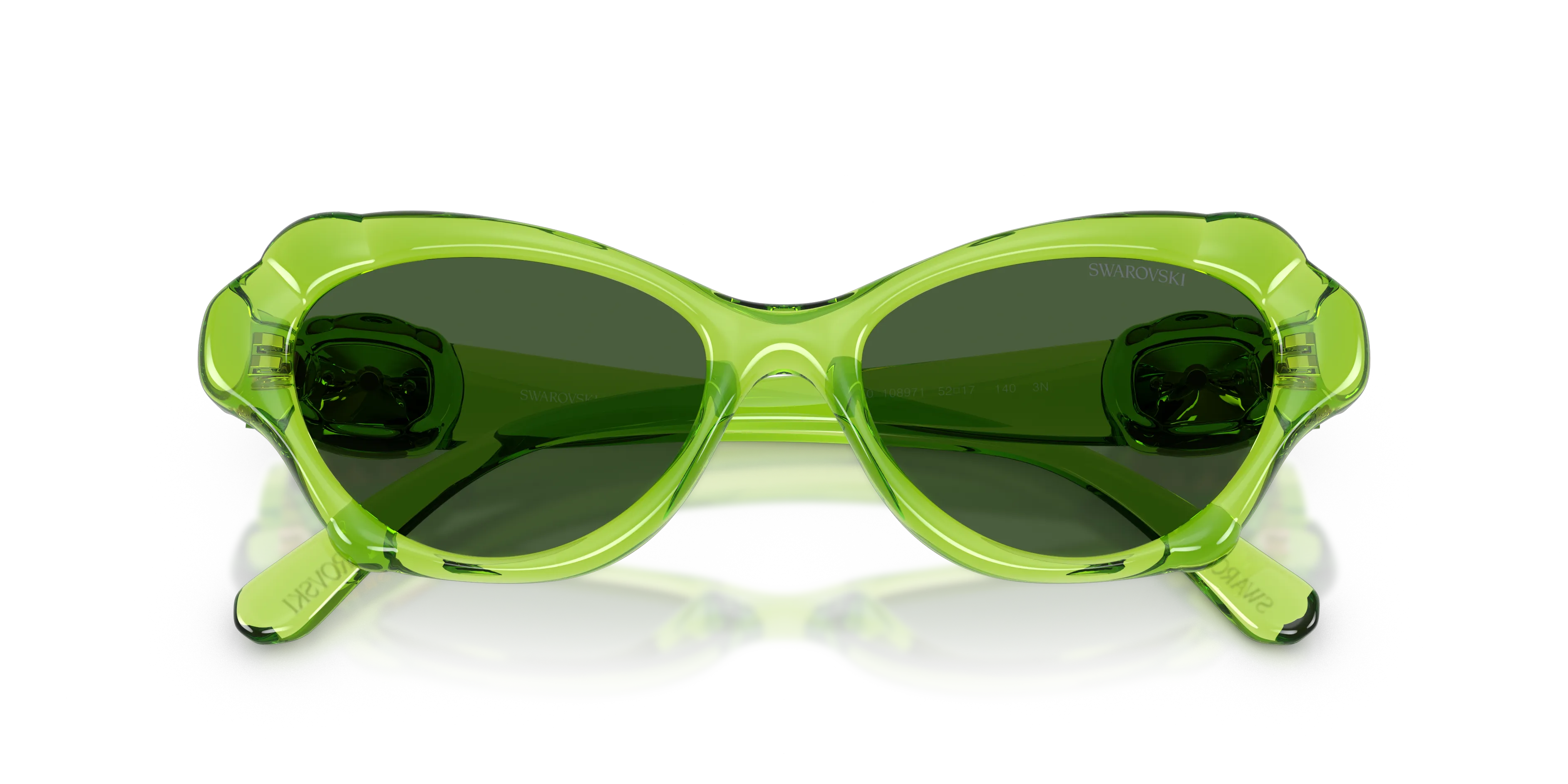 Swarovski SK6050 108971 Occhiali da sole Iniettato Verde Verde Cat Eye Normale - immagine 2